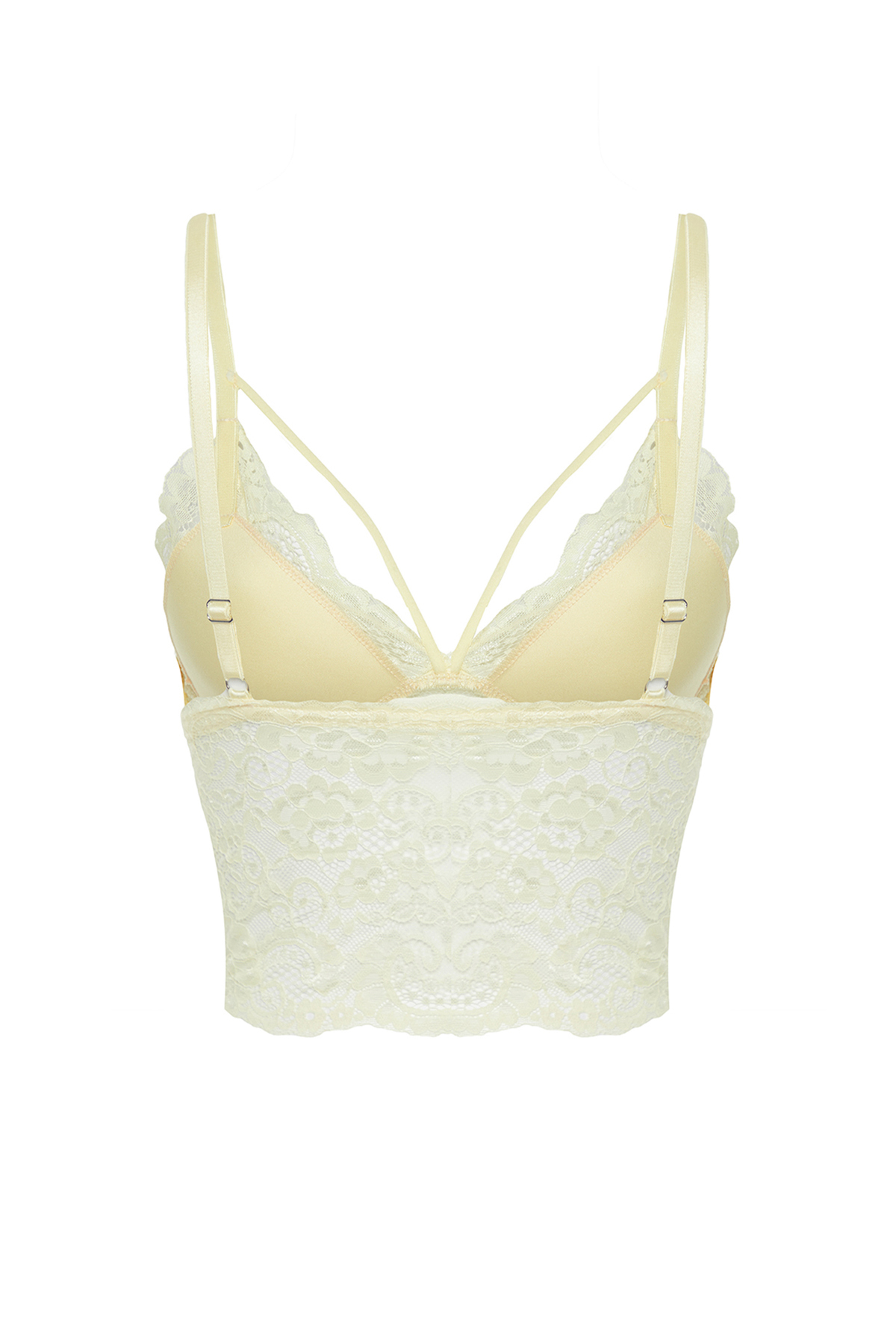 Trendyol Collection Yellow Lace Triangle Bustier with Piping