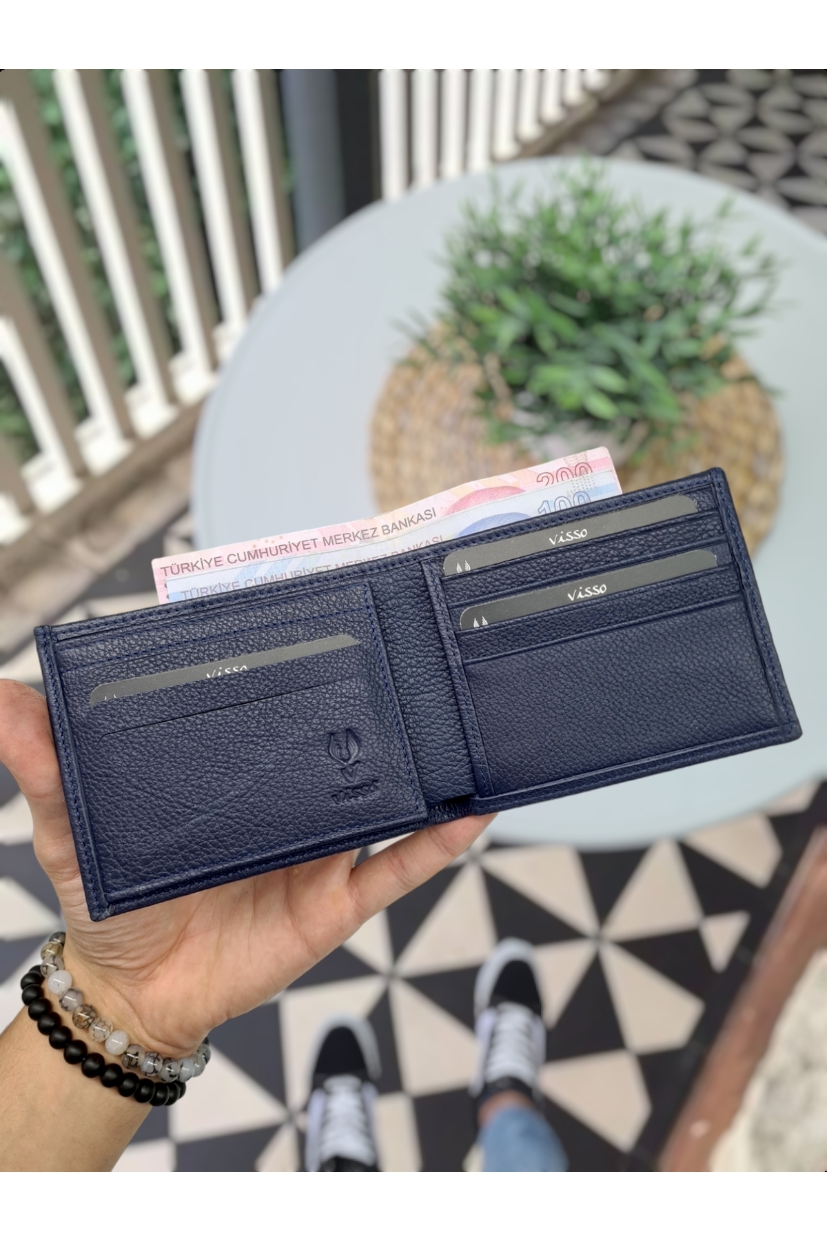 کیف پول مردانه مشکی Visso leather | 262 Lacivert Gutty + ANAHTARLIK اورجینال - تصویر 5