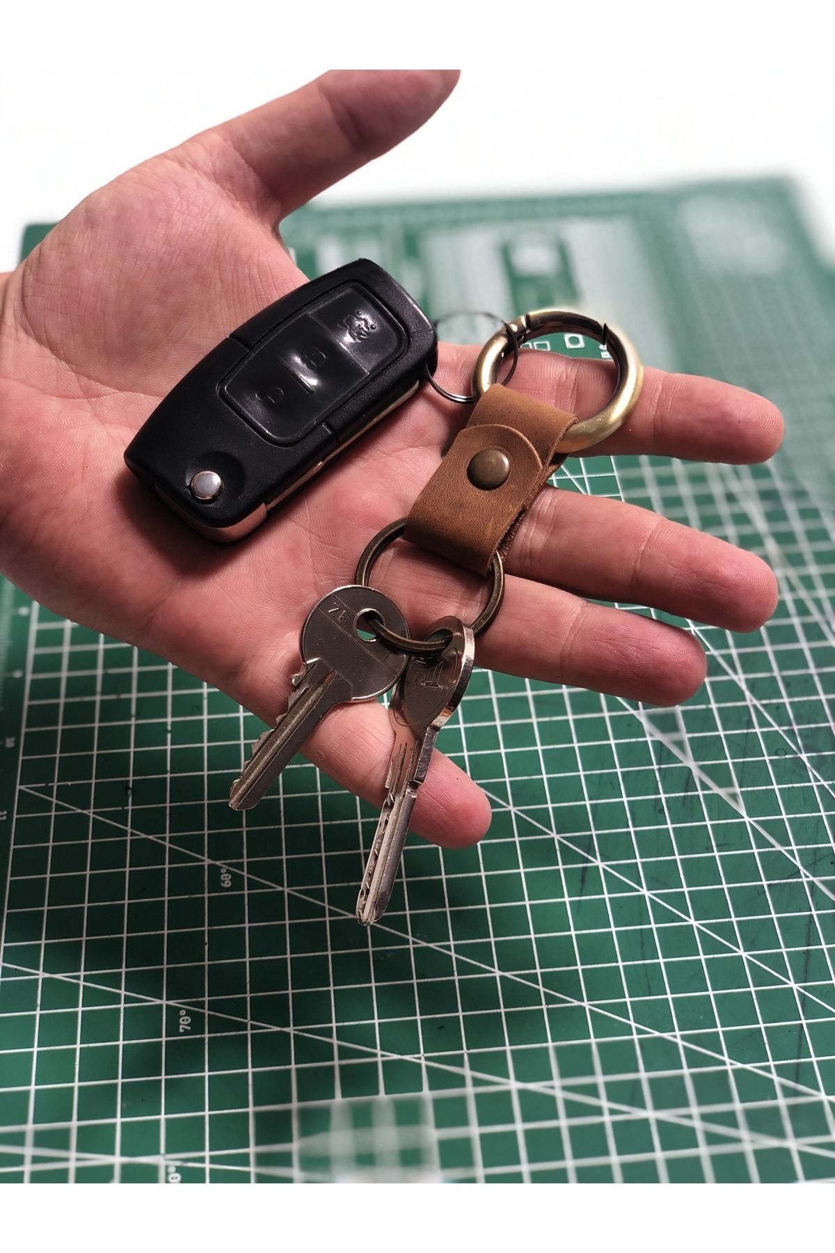 overcraft-1.Class Quality Genuine Leather Double Sided Handmade Keychain 1