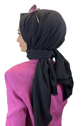 Pierre Cardin Logo Desenli Pamuklu Rahat, Şık Monogram Şal 1030300 Siyah