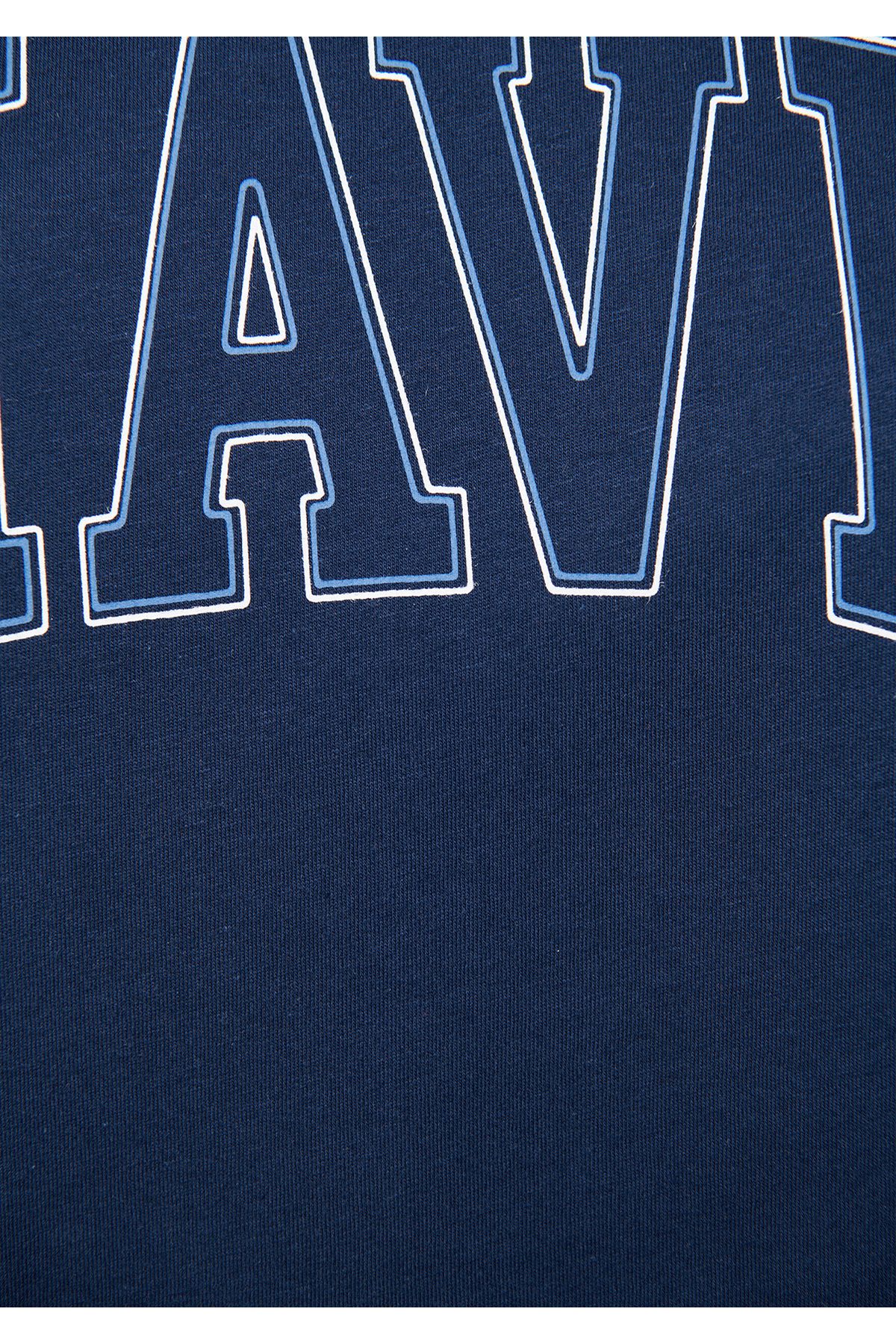Mavi تی شرت آبی سرمه ای چاپ شده با لوگو تناسب معمولی / برش 1611193-70488