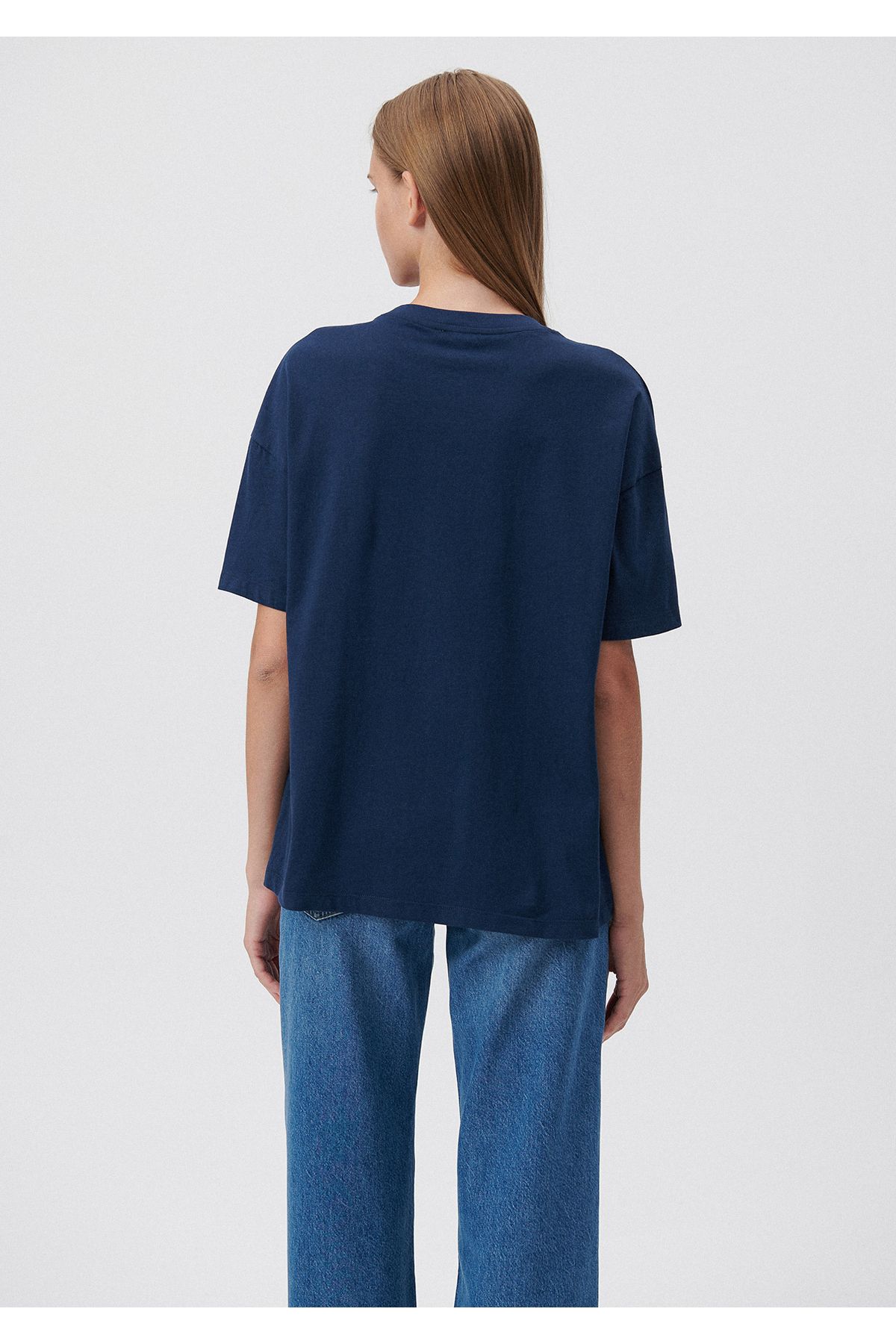 Mavi تی شرت آبی سرمه ای چاپ شده با لوگو تناسب معمولی / برش 1611193-70488