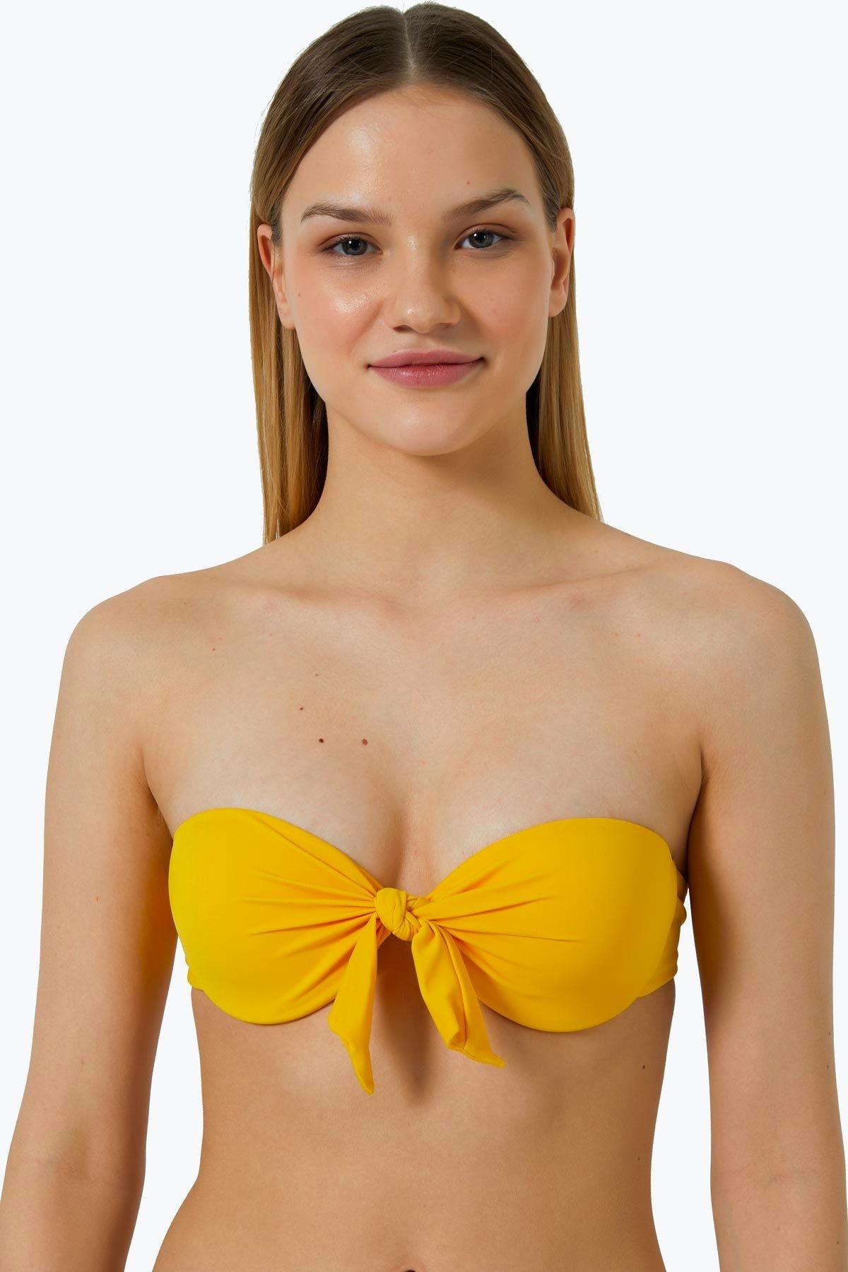 Yellow hot sale strapless bikini
