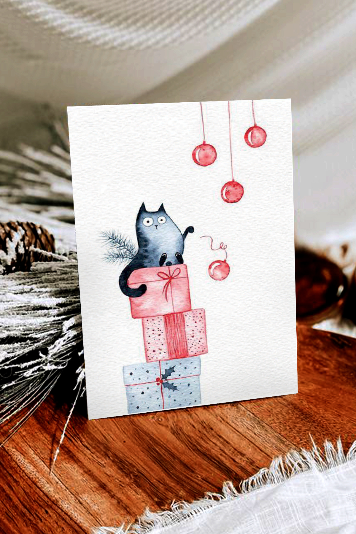 Artcrelier Yılbaşı Kartpostak, Hediyelik Kartpostal, 10x15 Kartpostal, Yılbaşı Not Kartı, Yeniyıl Postcard