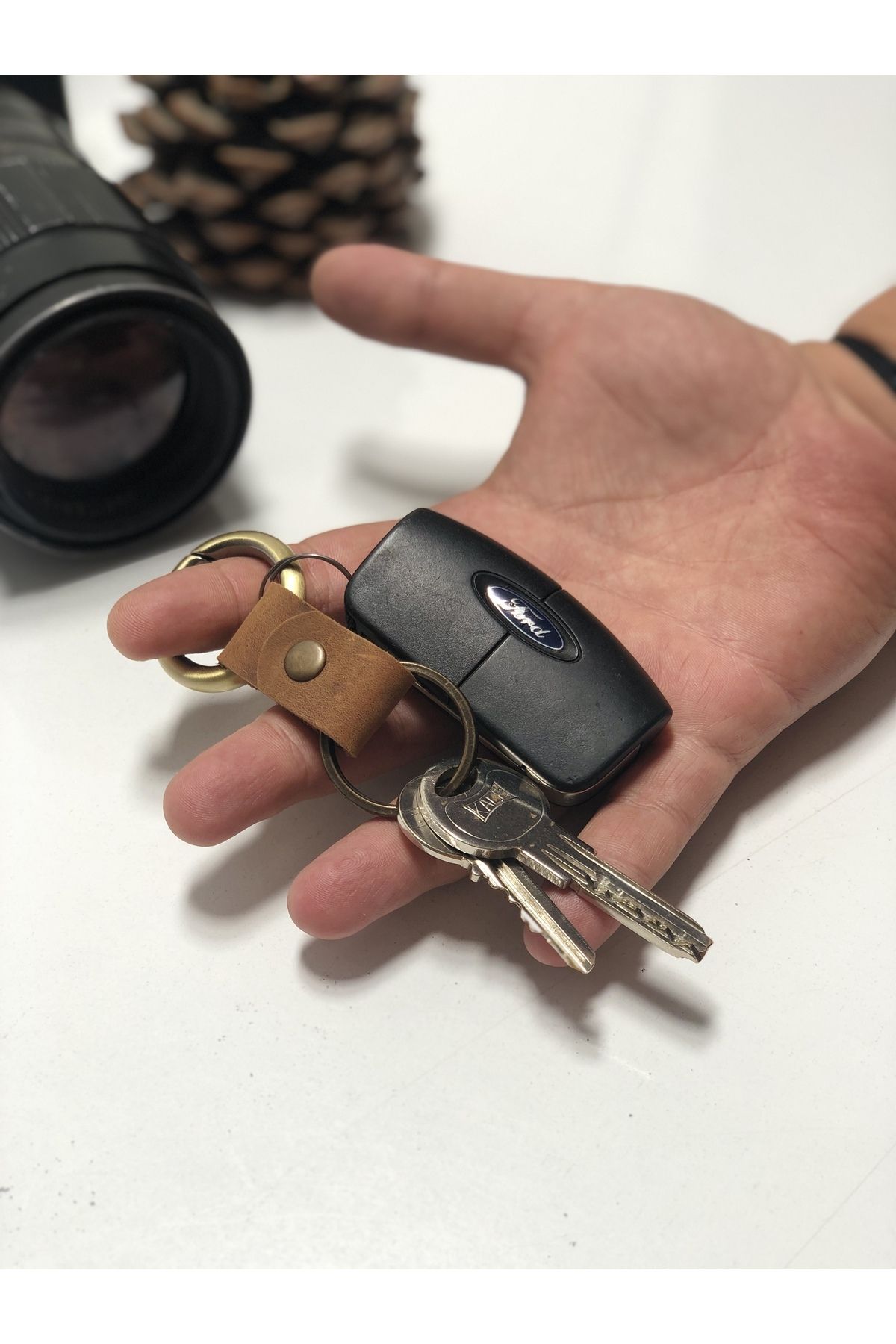 overcraft-1.Class Quality Genuine Leather Double Sided Handmade Keychain 4