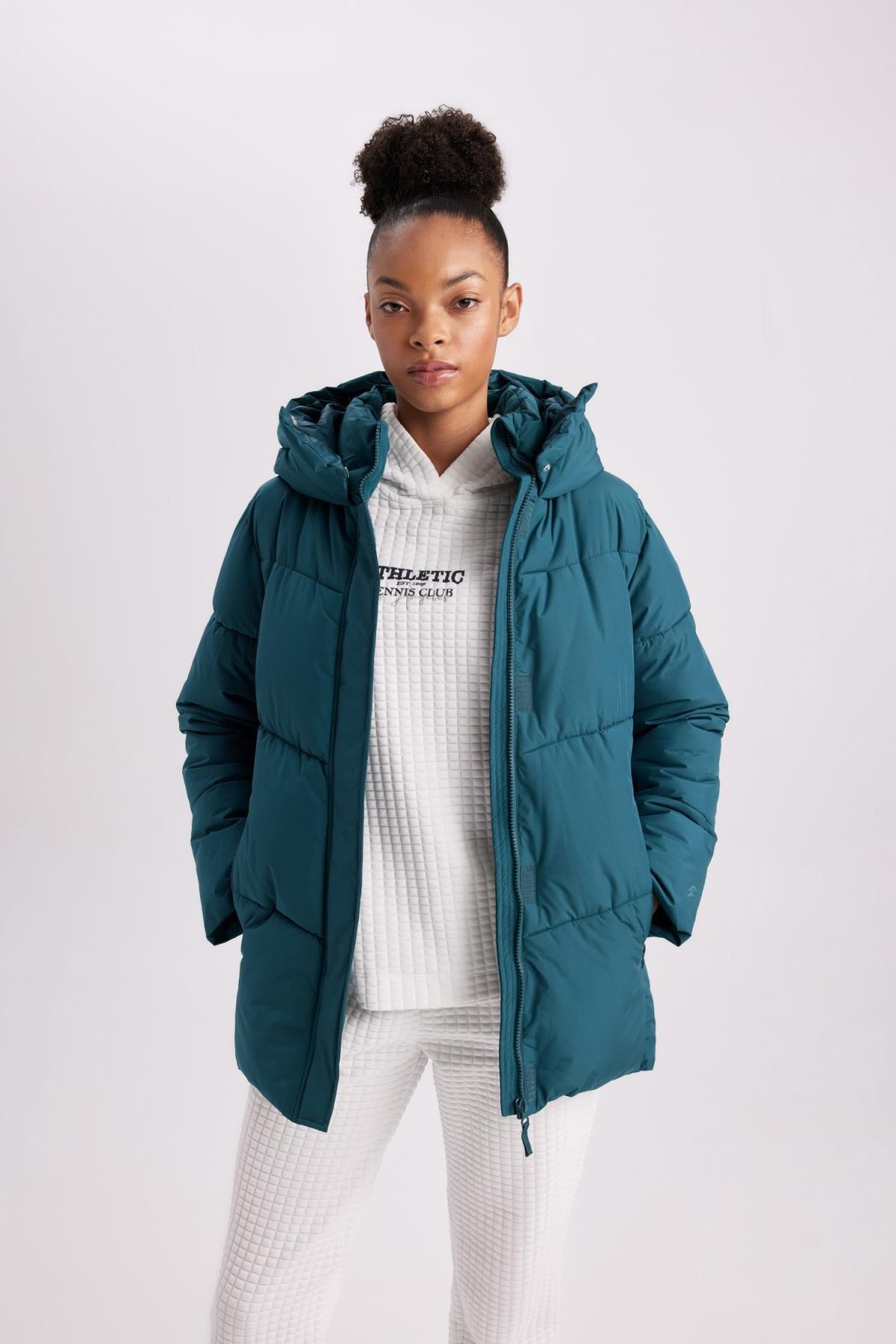 Defacto Fit Regular Fit Hooded Fleece Lined Puffer Inflatable