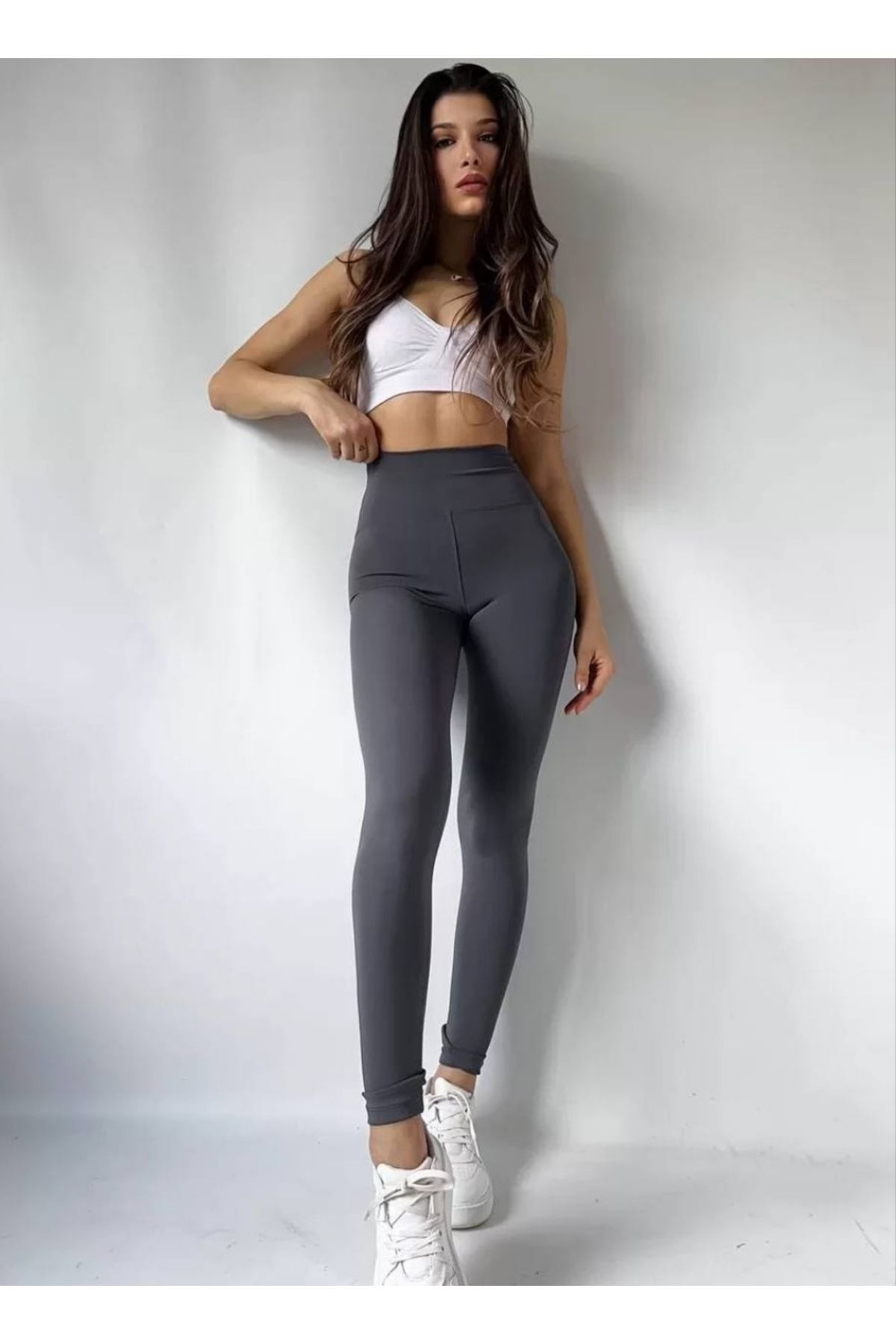 NR FASHION Leggings Gray High Waist Trendyol