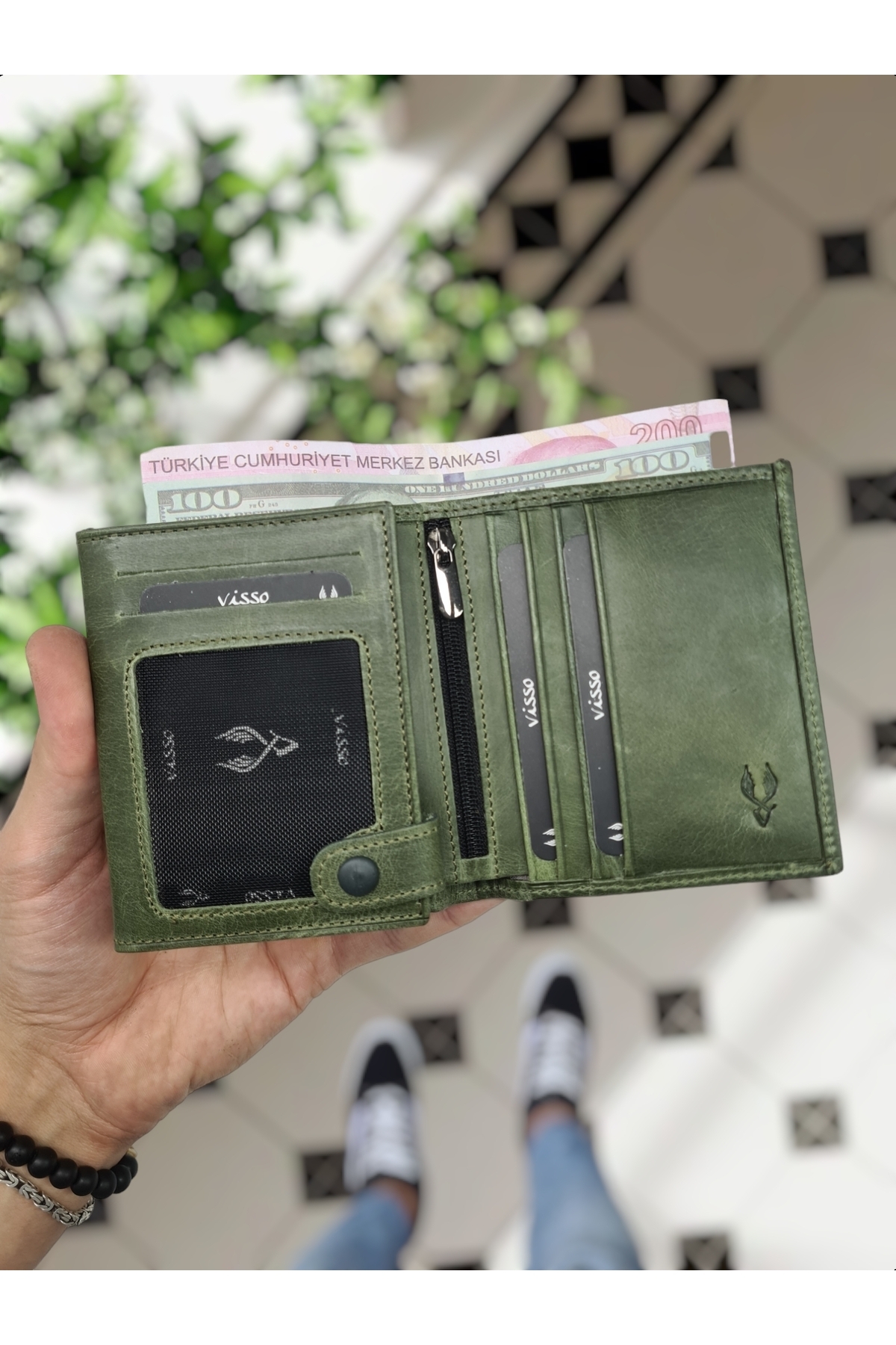 کیف پول مردانه سبز Visso leather | 114 yeşil Granda اورجینال - تصویر 4