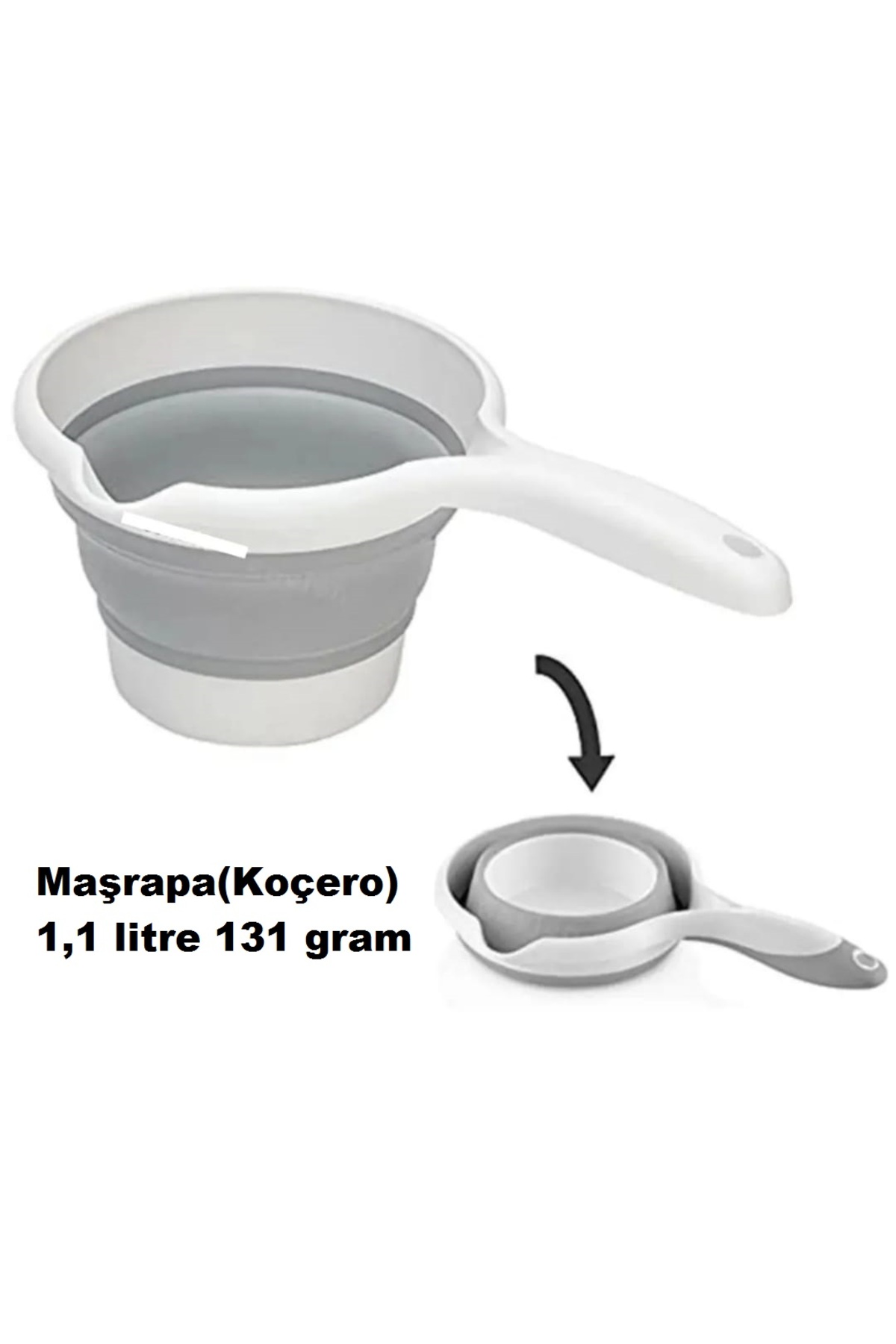 YOGH Katlanır Katlanabilen Kova 12,8 Litre Katlanır Maşrapa (Koçero) Gri 2'Lİ SET fotoğrafı 3 (önizleme)