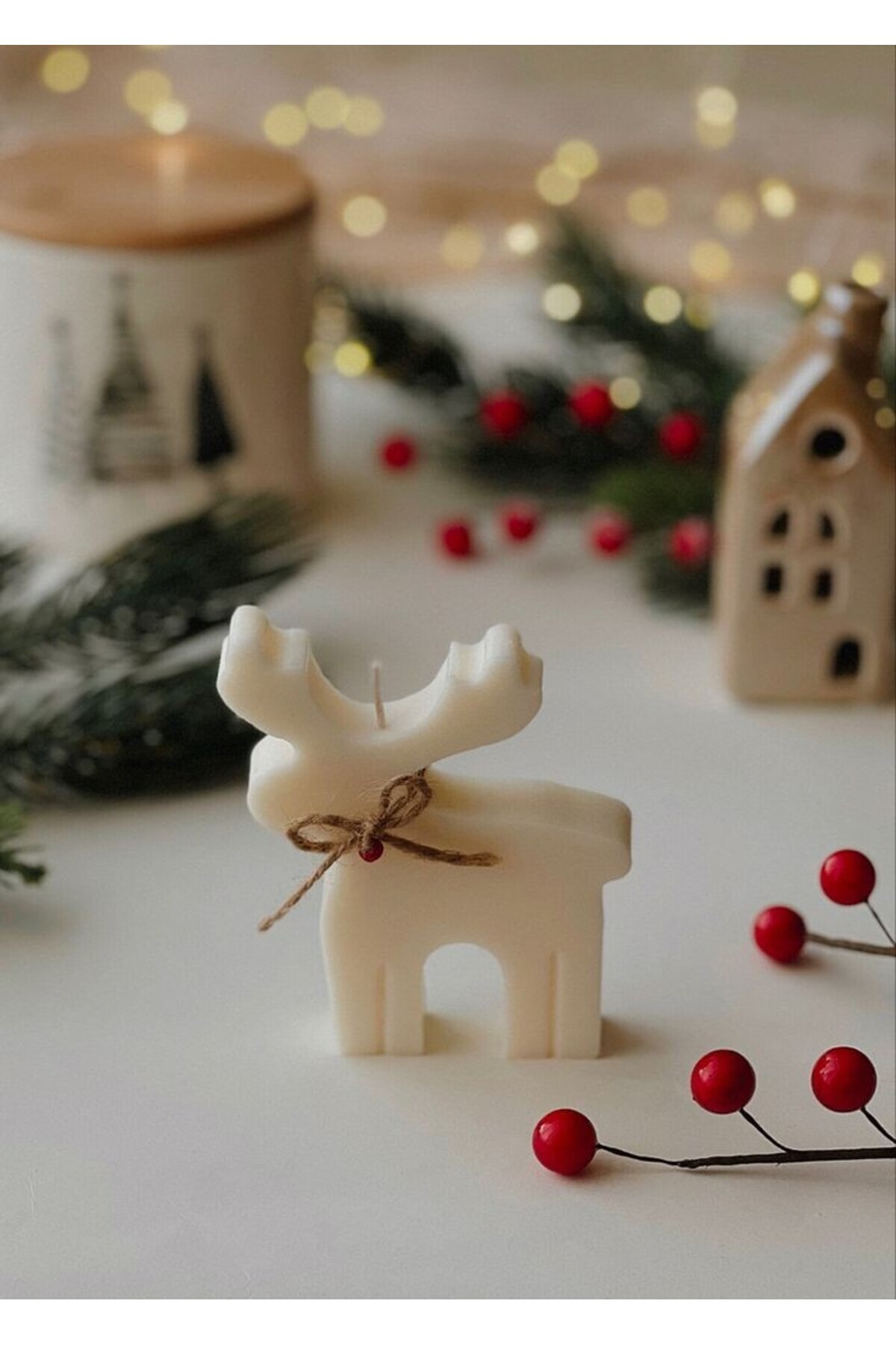 ÇAĞATÖLYE Silikon Kalıp 1 Adet Yılbaşı Noel Geyik Biblo Mum Silikon Kalıbı 10*8,5 Cm