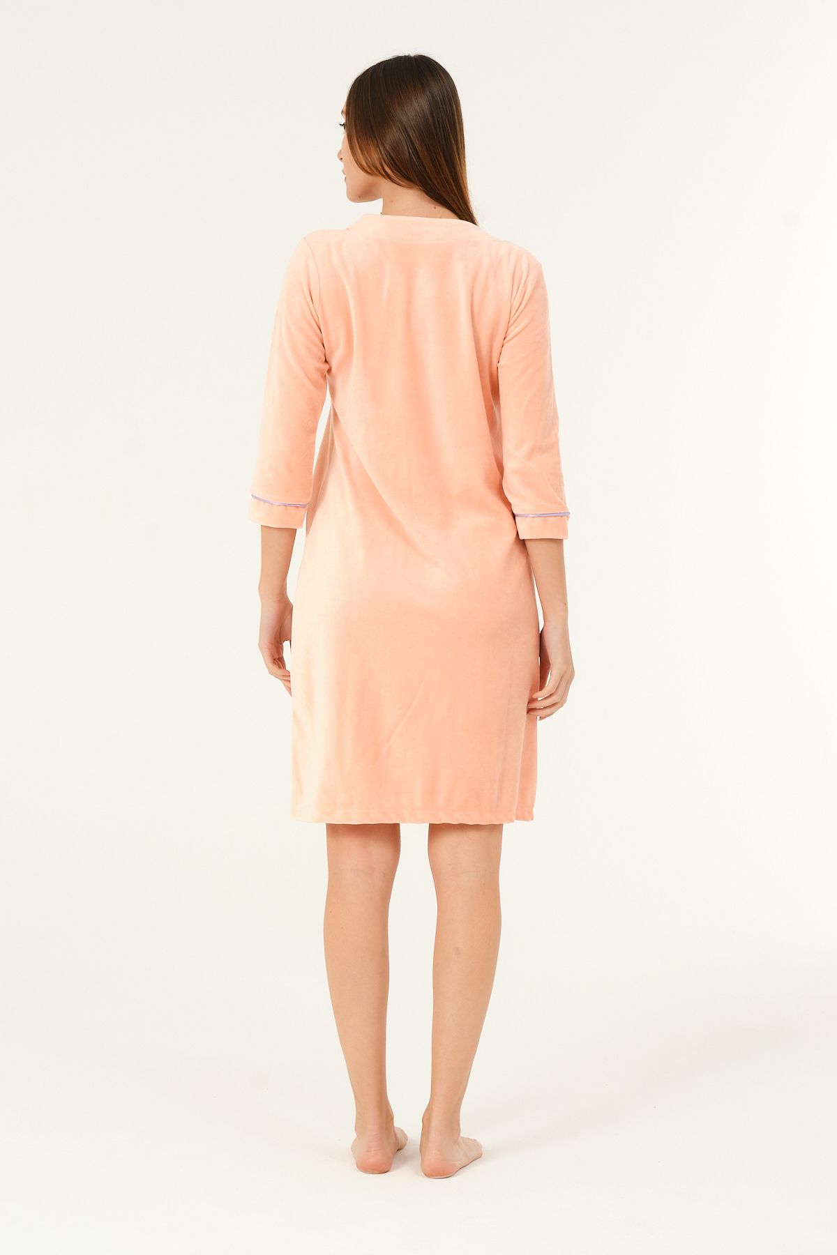 İntensive-Rochie de damă din catifea de bumbac cu fermoar, broderie 4