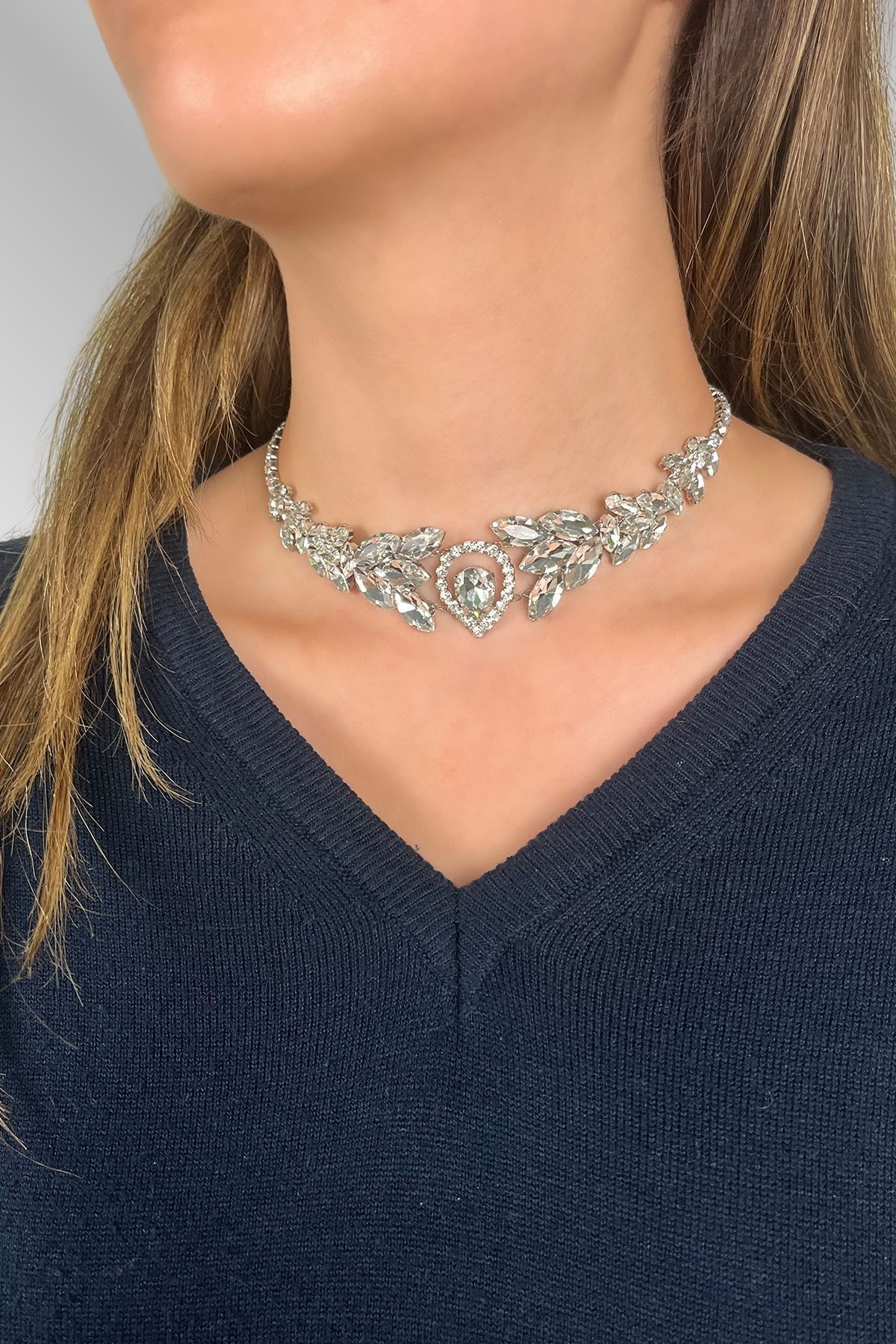 Women's silver choker necklace deals