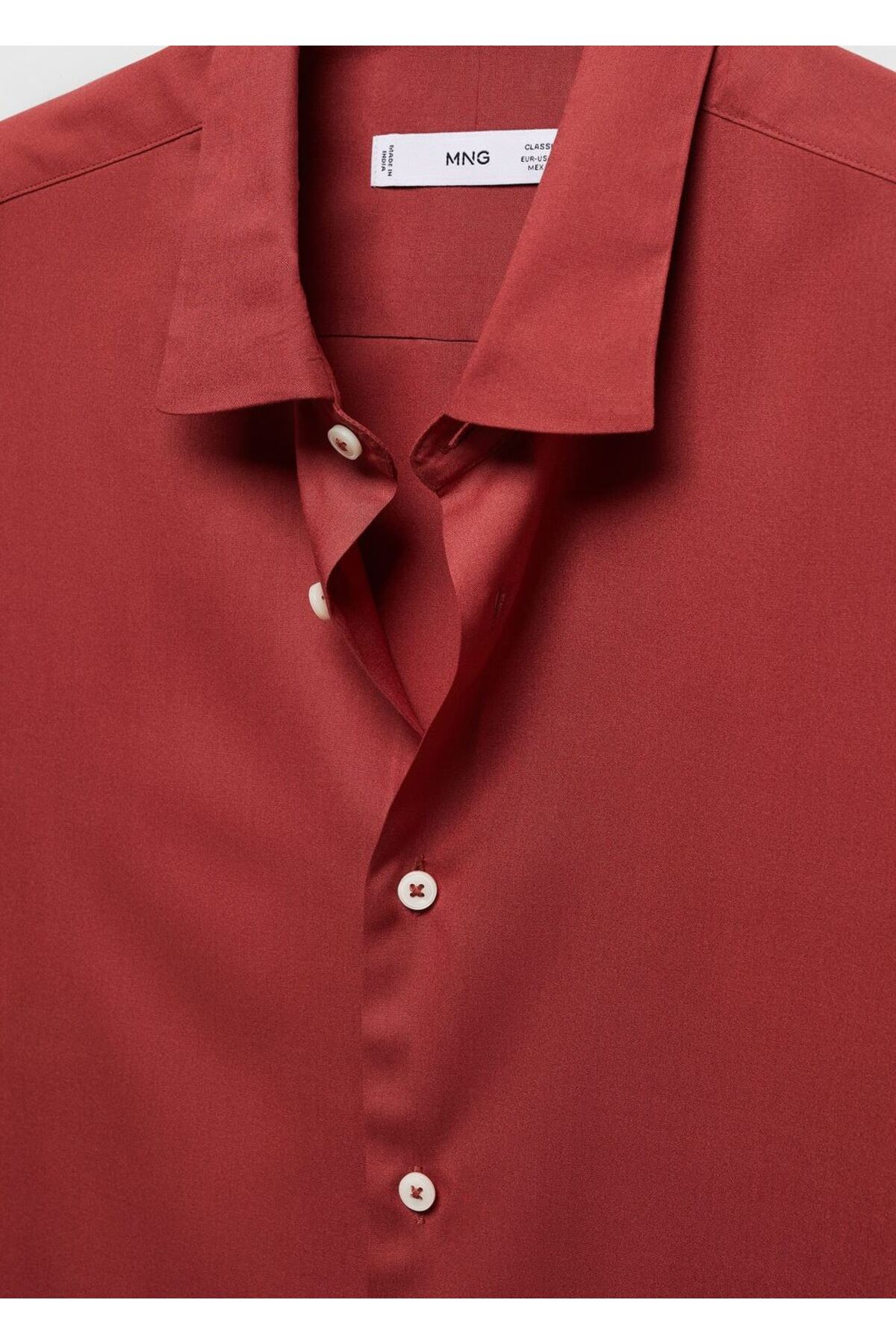 پیراهن مردانه قرمز منگوMANGO Man | 67010454 اورجینال - تصویر 6