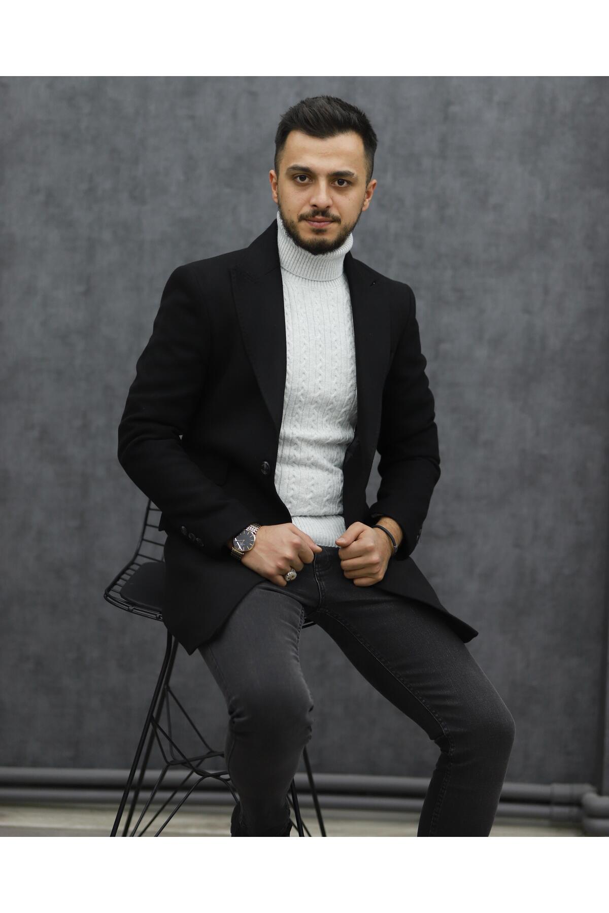  پالتو کشمیر یقه کاپشنی ۴۰۰۴ (مشکی)