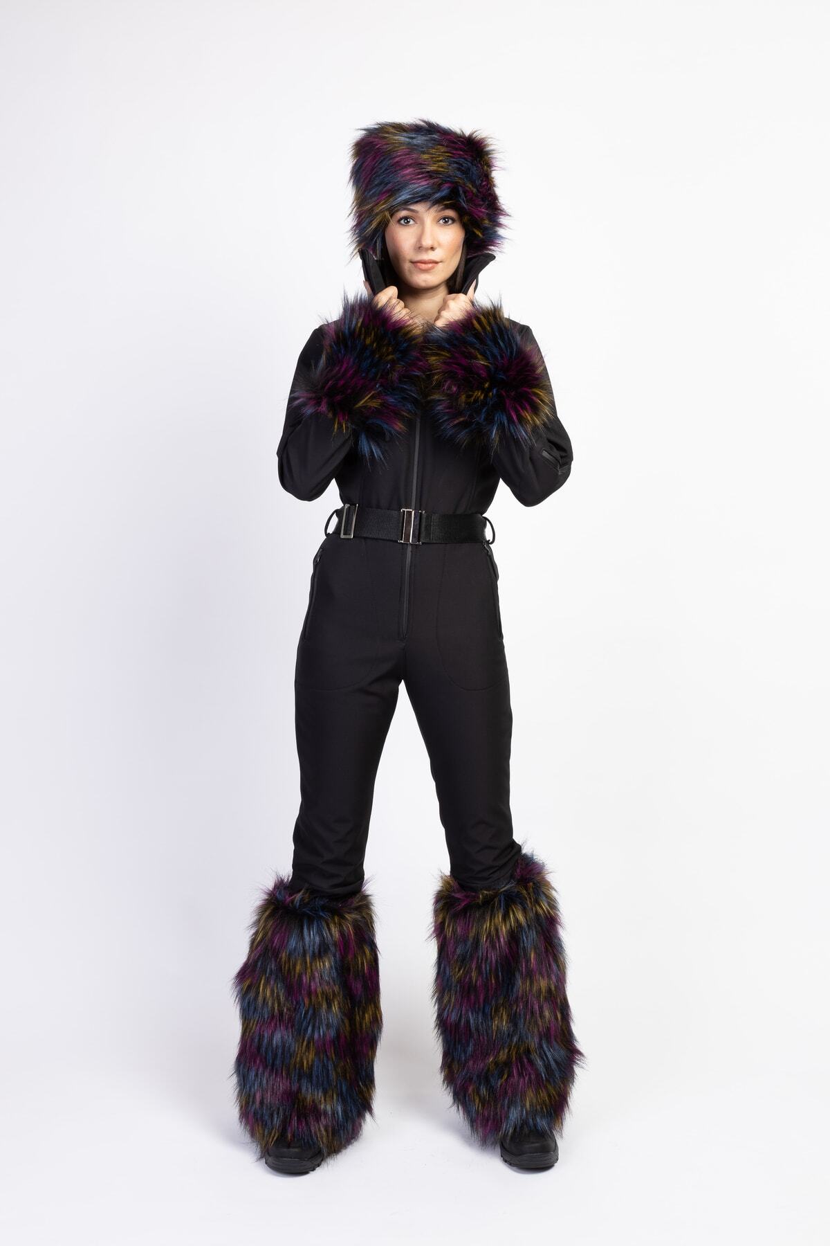 serpildinc Sd Kürk kalpak el ve ayak tozluk Detaylı Kayak kar Tulumu skisuits