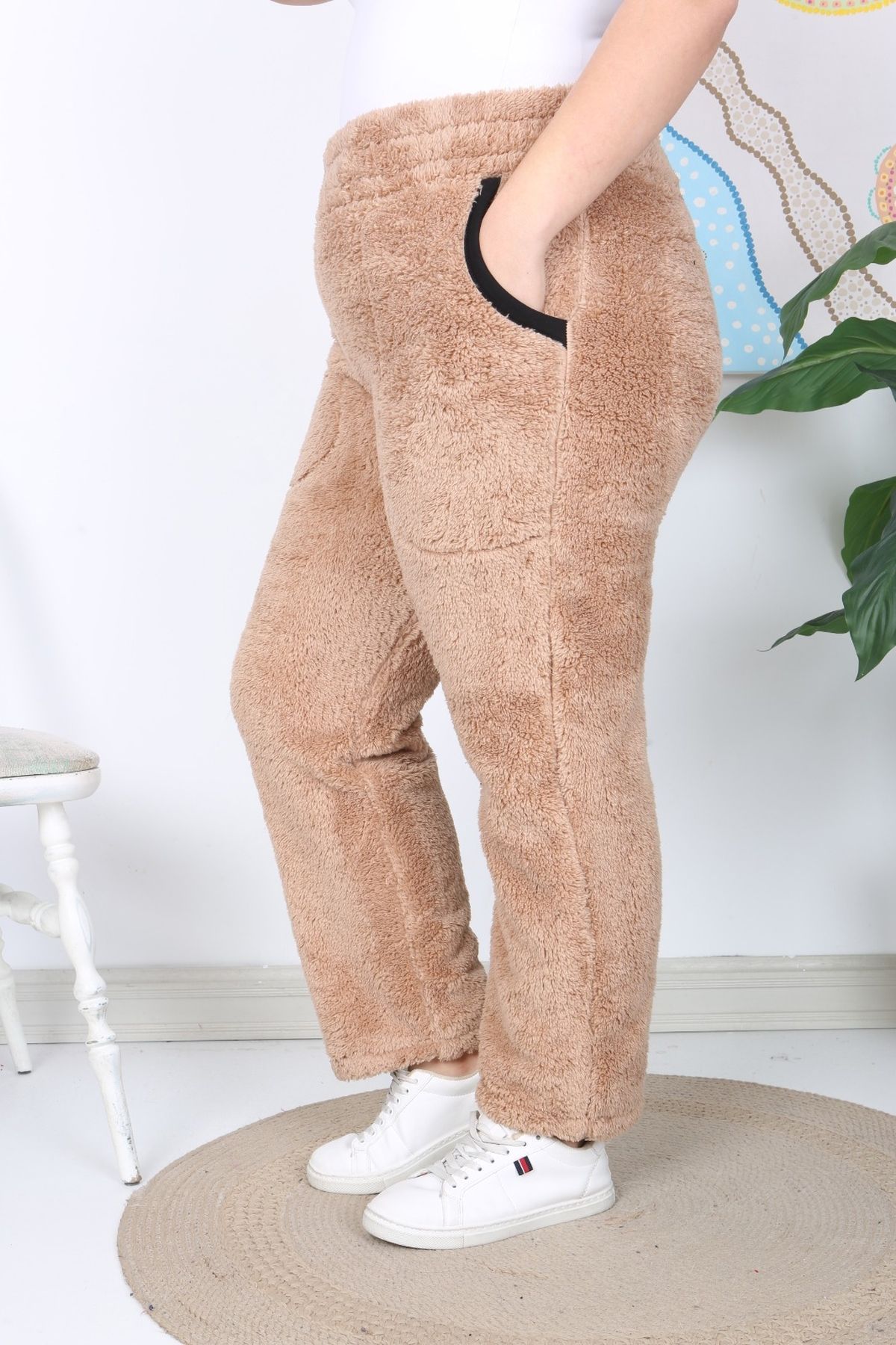xlargebutik-PLUS SIZE BİYİM MINK PLUSH FLEECE PANTS WARM COMFORTABLE FULLY FLEXIBLE 7