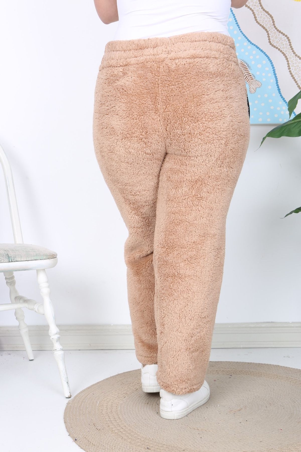 xlargebutik-PLUS SIZE BİYİM MINK PLUSH FLEECE PANTS WARM COMFORTABLE FULLY FLEXIBLE 4