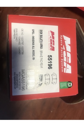 Opel Insignia MGA 55196 Fren Balatası Arka Insignia 08- / Malıbu 12- / 9-5 10...