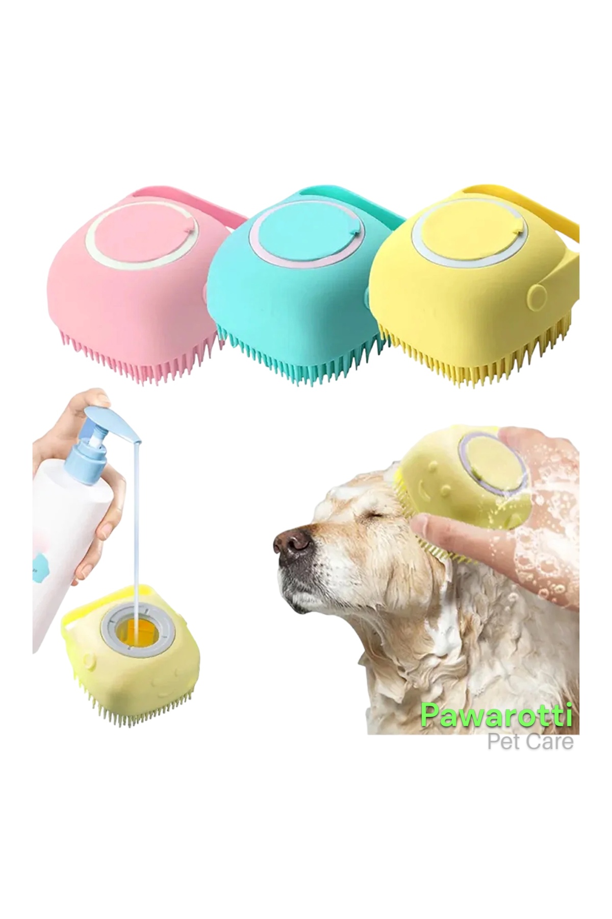pawarotti Şampuan Hazneli Köpek ve Kedi Yıkama Aparatı Sarı Renkl