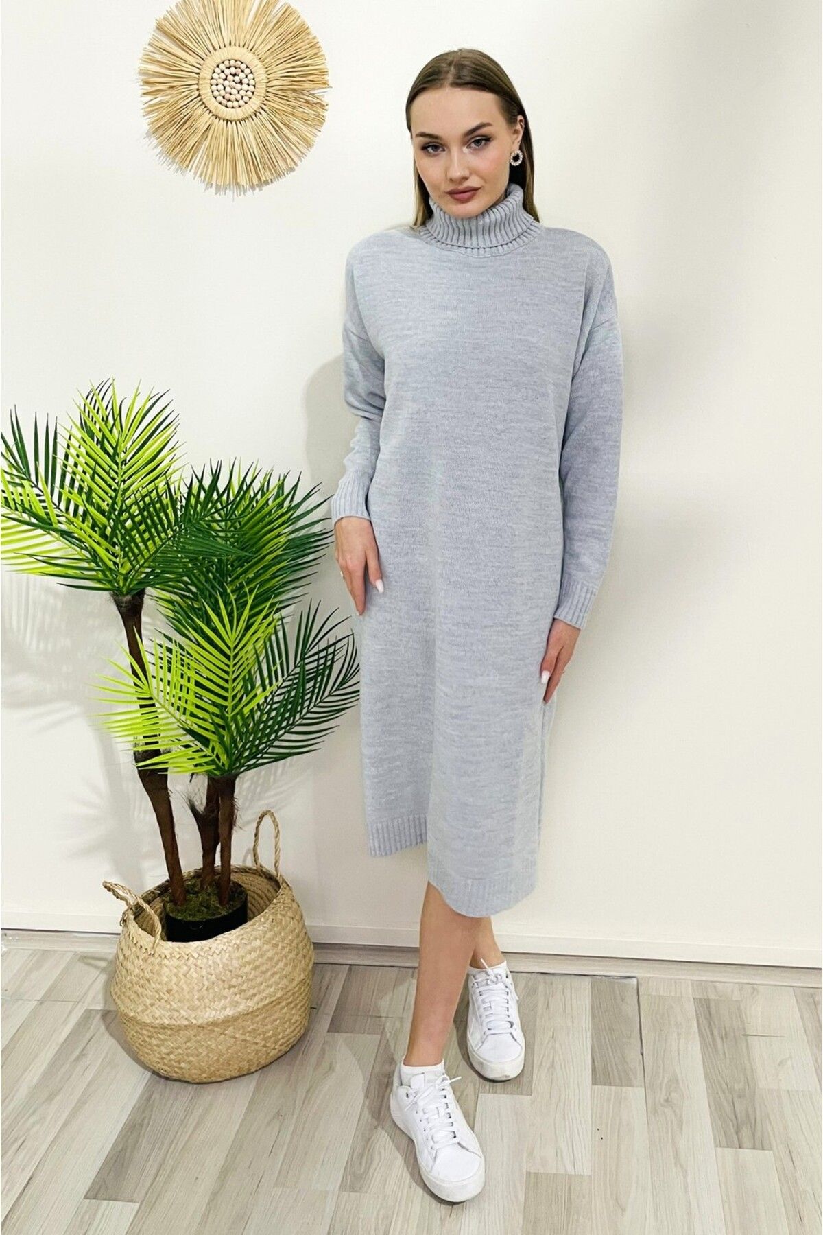 Turtleneck tunic dress discount