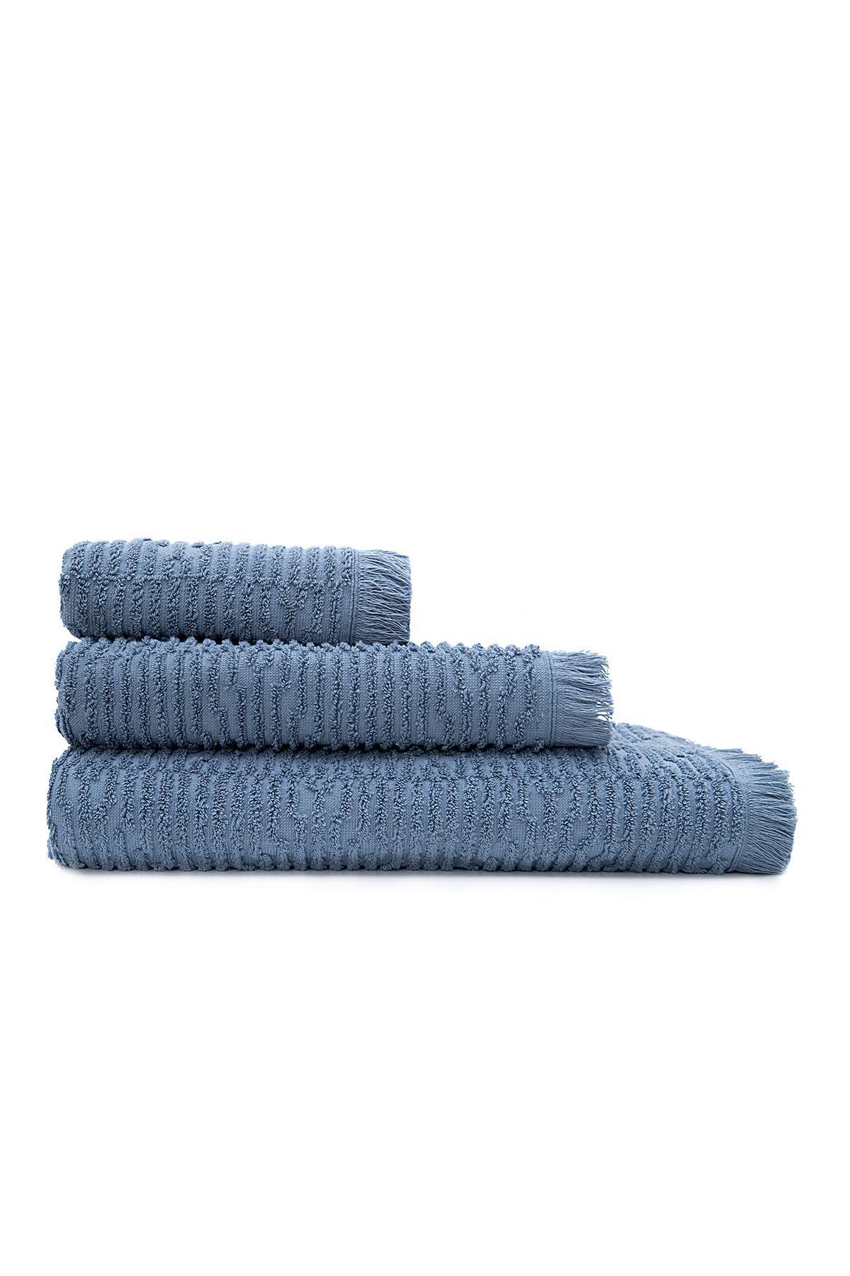 Anisa Turkish Bath Towel Set 100% Cotton Combed Cotton Jacquard Blue