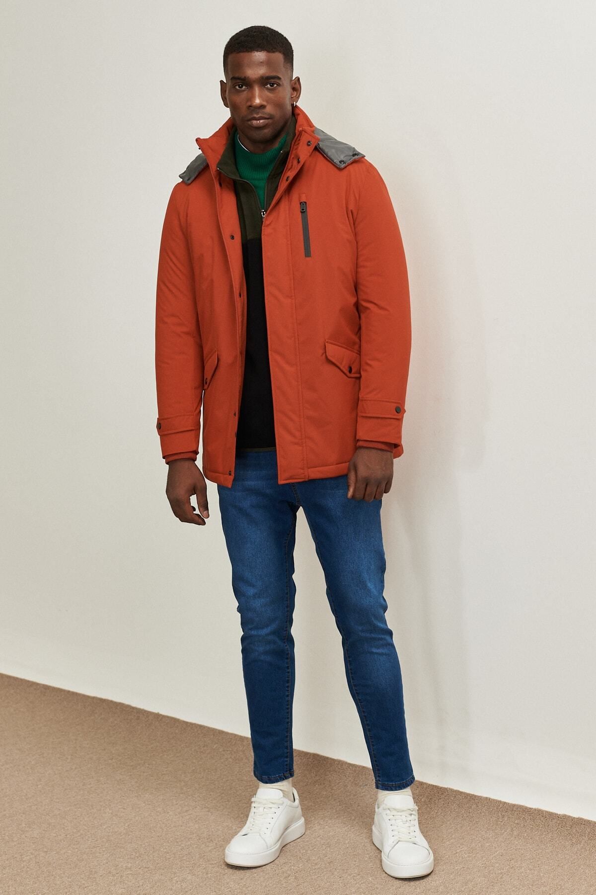 Mens orange parka jacket sale