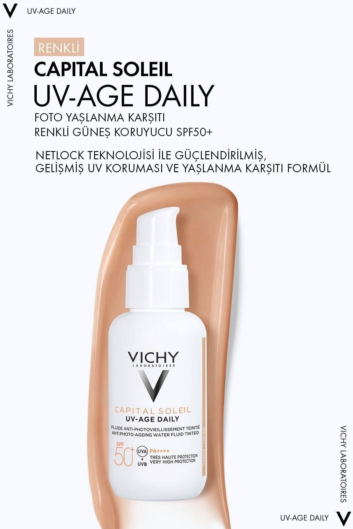 کرم ضد آفتاب Capital Soleil Uv Age Daily Foto ضد پیری رنگی Spf50+ کرم ضد آفتاب 40 میلی لیتری ضد آفتاب Vichy