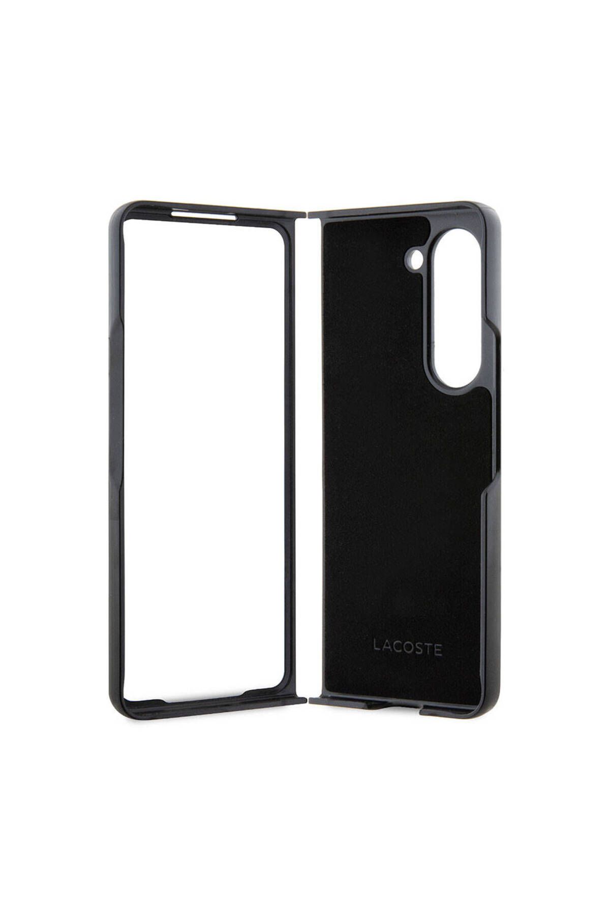 کاور و قاب قرمز Galaxy Z Fold 5 Case دارای مجوز PU PIKE PATTERN PORTATE ICON Crocodile Log با Lacoste