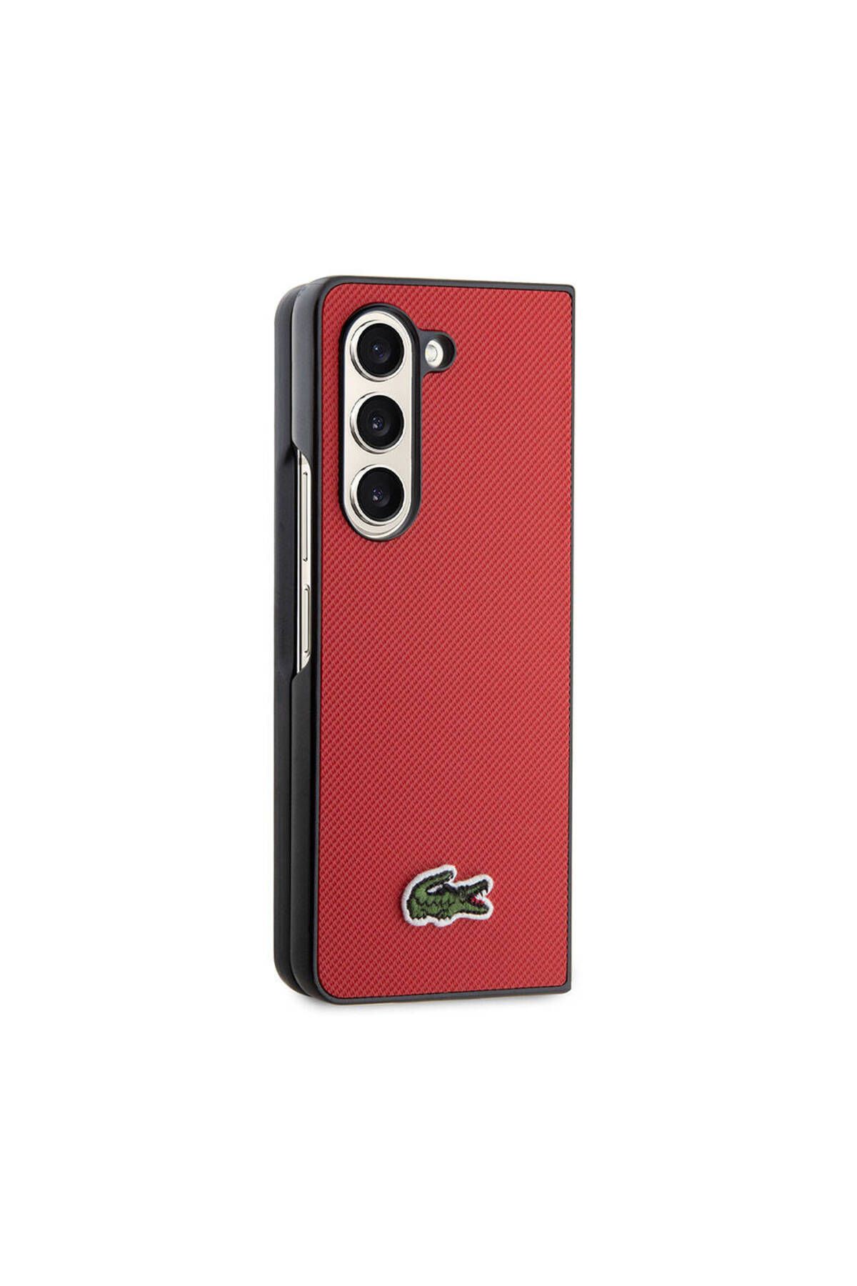 کاور و قاب قرمز Galaxy Z Fold 5 Case دارای مجوز PU PIKE PATTERN PORTATE ICON Crocodile Log با Lacoste