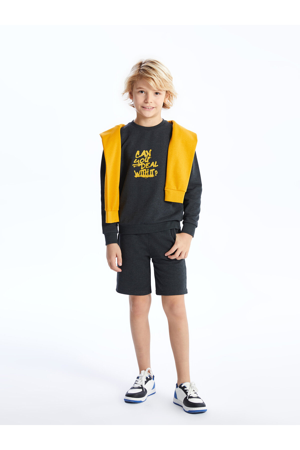 شورت و شلوارک پسرانه خاکستری ال سی وایکیکیLC Waikiki | S4HJ03Z4 اورجینال - تصویر 2