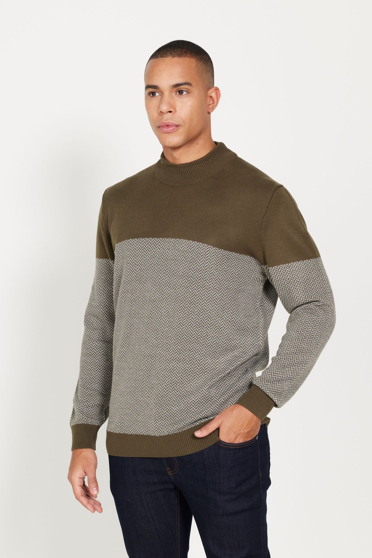 Khaki turtle neck jumper top