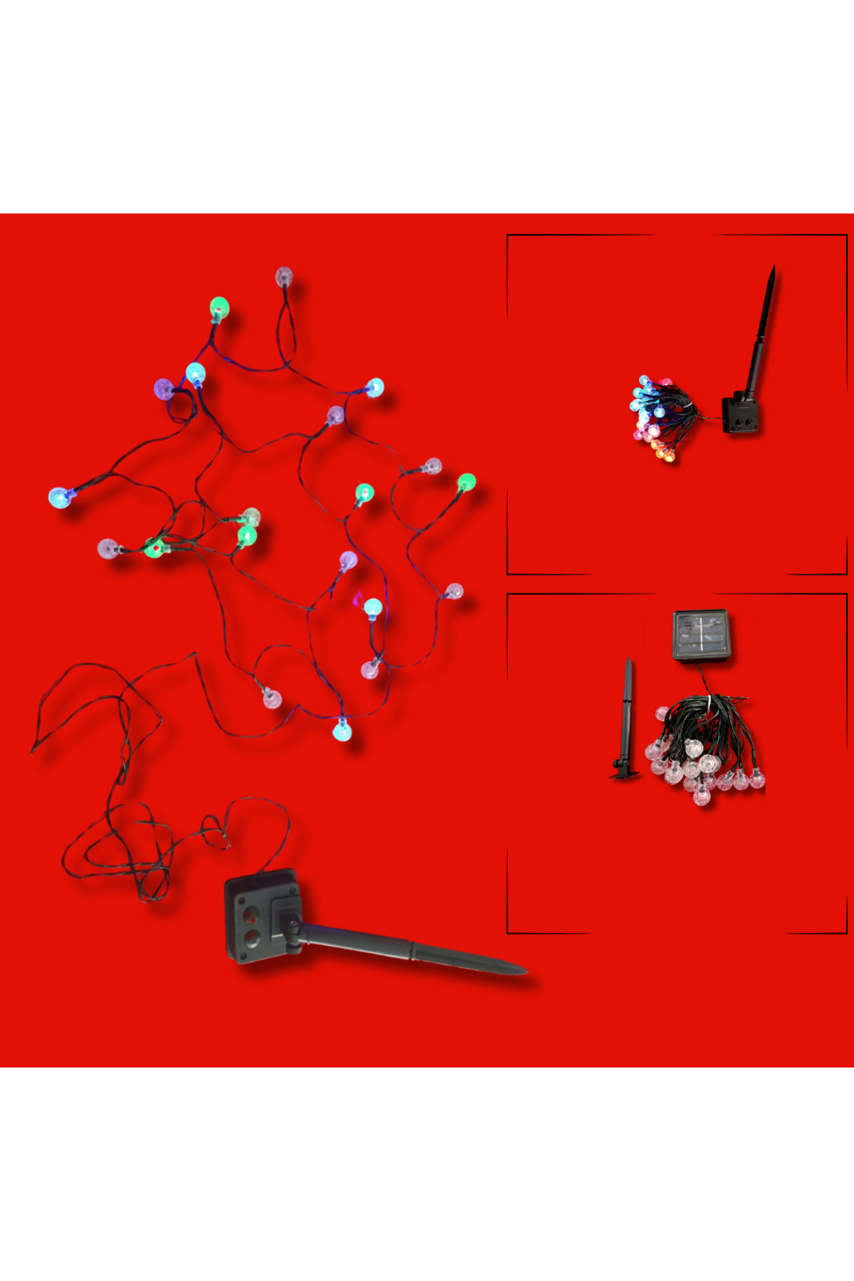 ARİES ENERJİ GÜNEŞ ENERJİLİ 5M IŞIK ZİNCİRİ İÇ VE DIŞ MEKANA UYGUN RENGARENK YANAN FONKSİYONEL RENKLİ TOPLAR