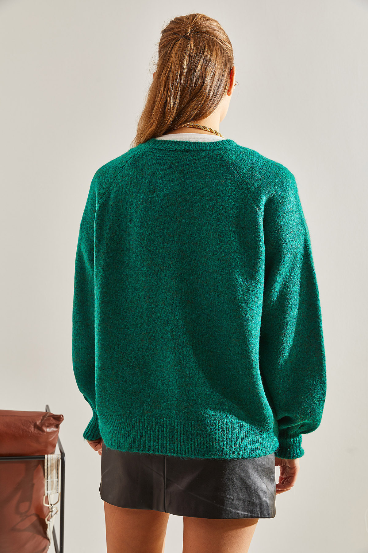 Bianco Lucci Damski sweter z dzianiny w paski, zapinany na guziki, z kołnierzykiem i golfem