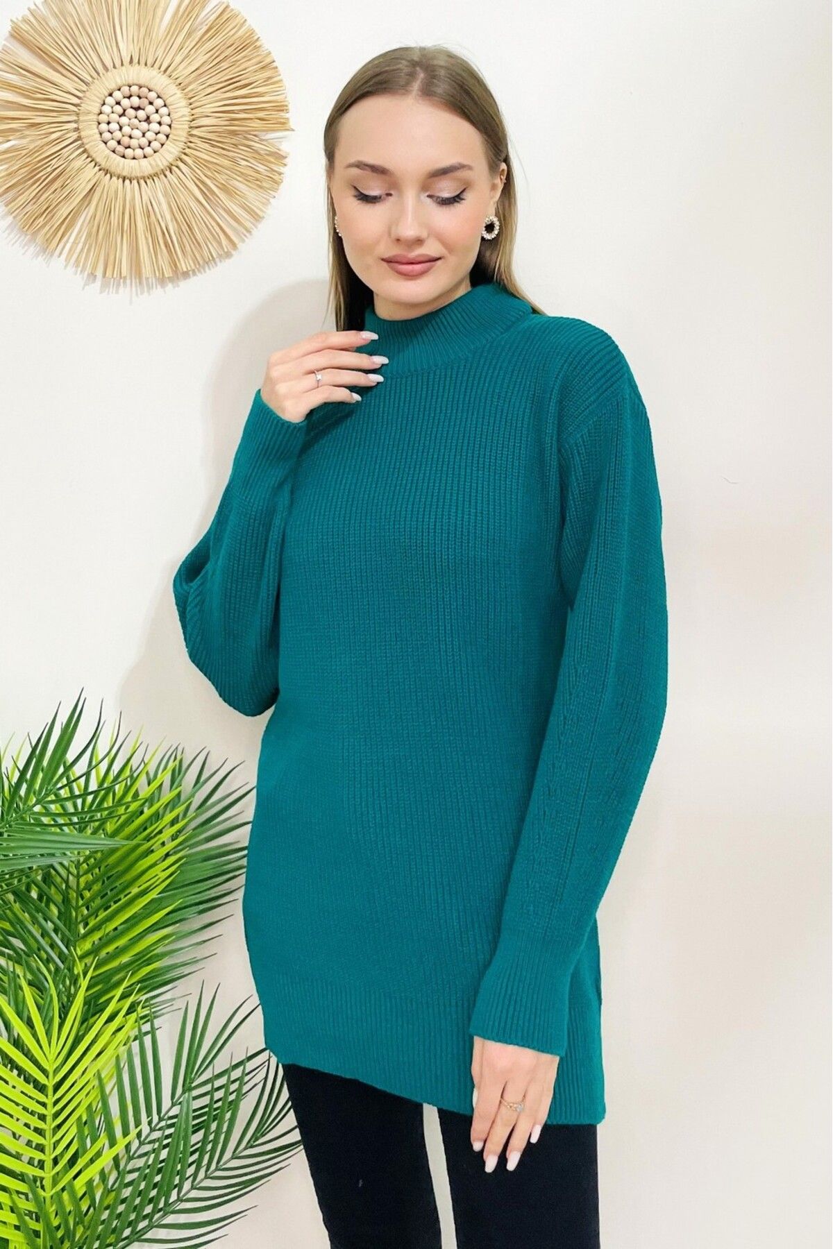 Green tunic sweater sales