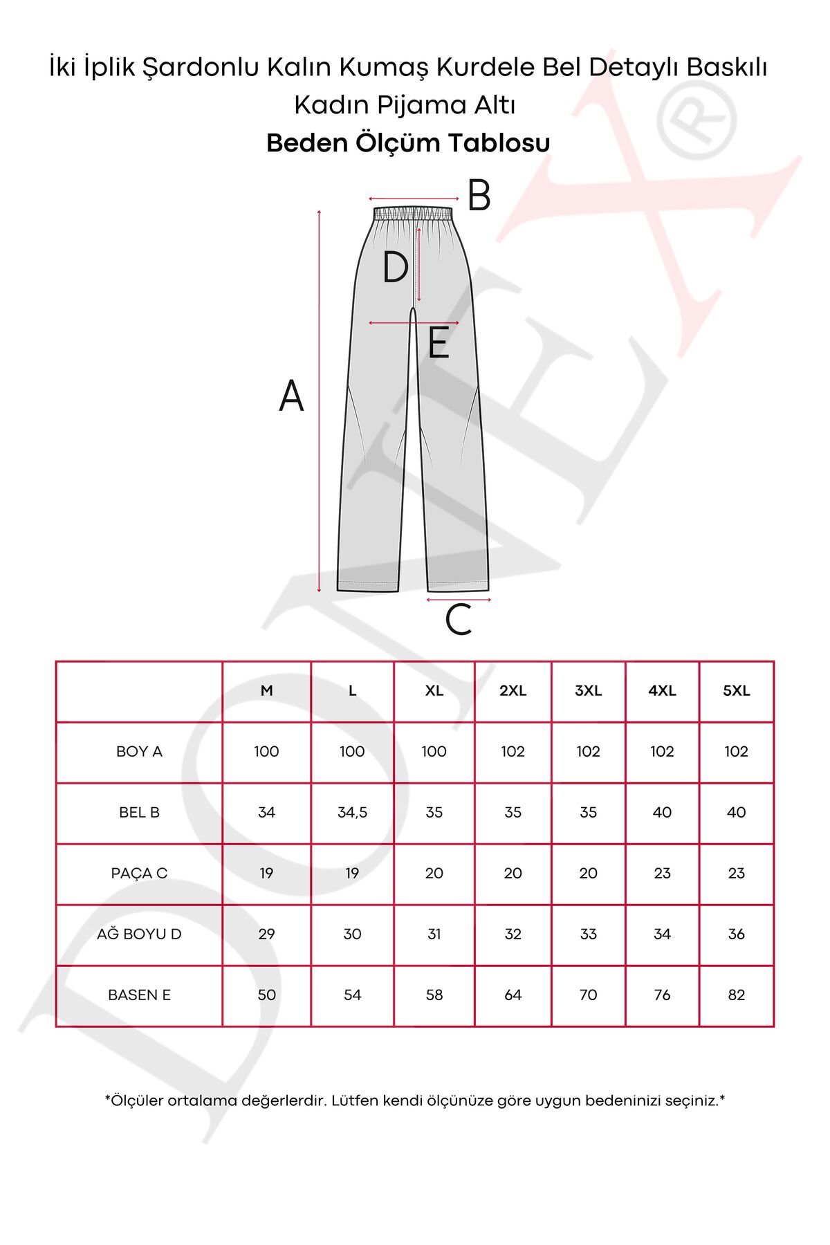 Women's pajama size 2025 chart