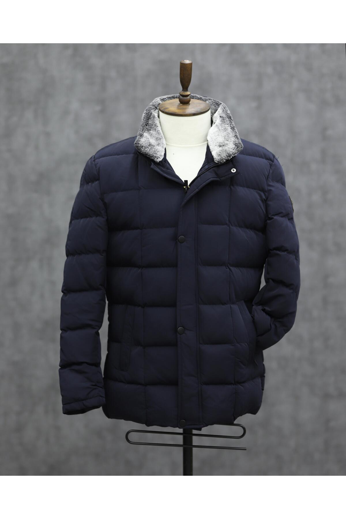  کاپشن پفی خزدار مدل EXCELENTE 5110 (آبی نفتی)