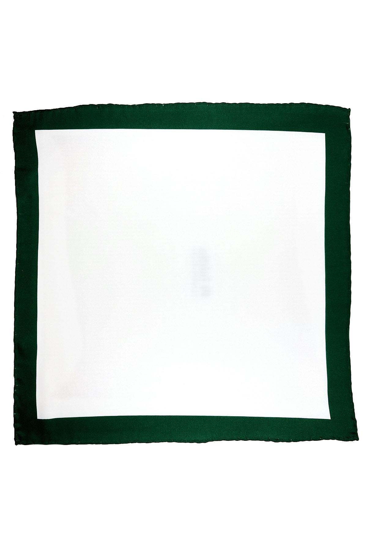  دستمال جیبی مردانه ساده سفید - سبز SPS649-127