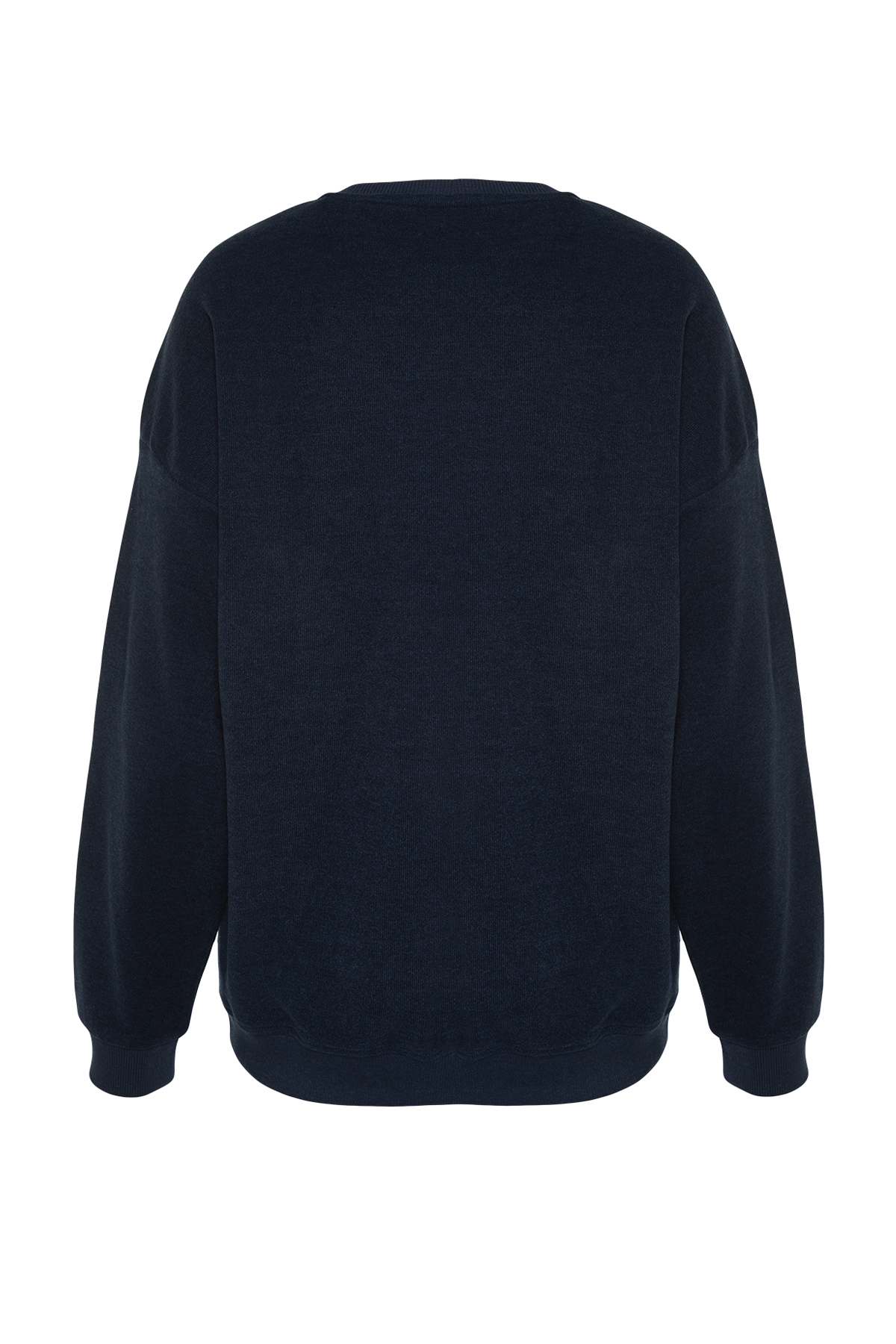  Trendyolmilla Man Lacivert Oversize/Geni? Kesim Yumu?ak Dokulu Kolej Temal? ?ardonsuz Sweatshirt