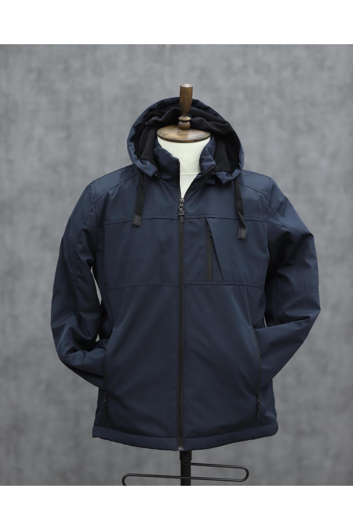  کاپشن کلاه‌دار بیگازی ۹۹۴۲۹ (آبی سرمه‌ای)