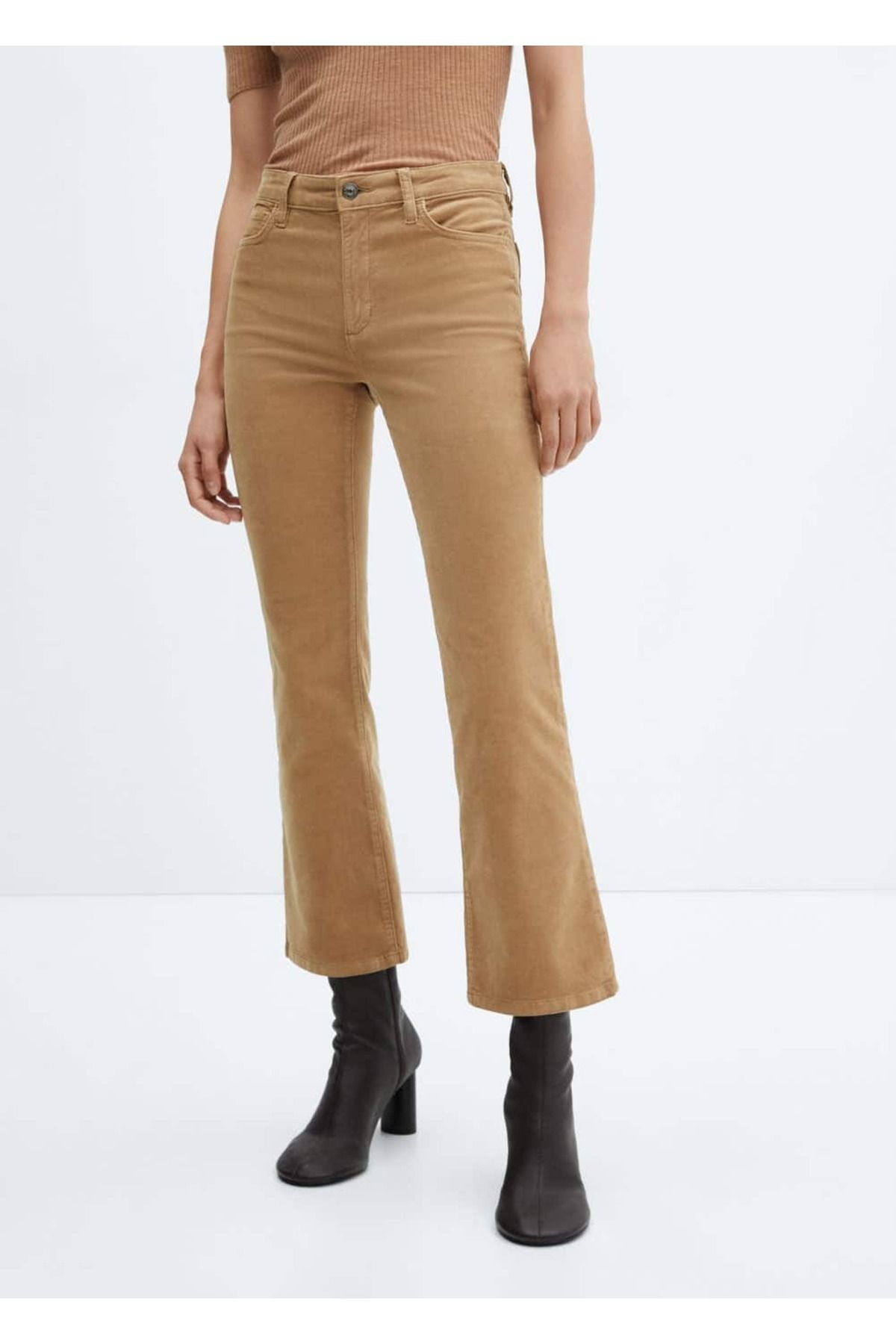 Flare Kesim Fitilli Kadife Jean Pantolon