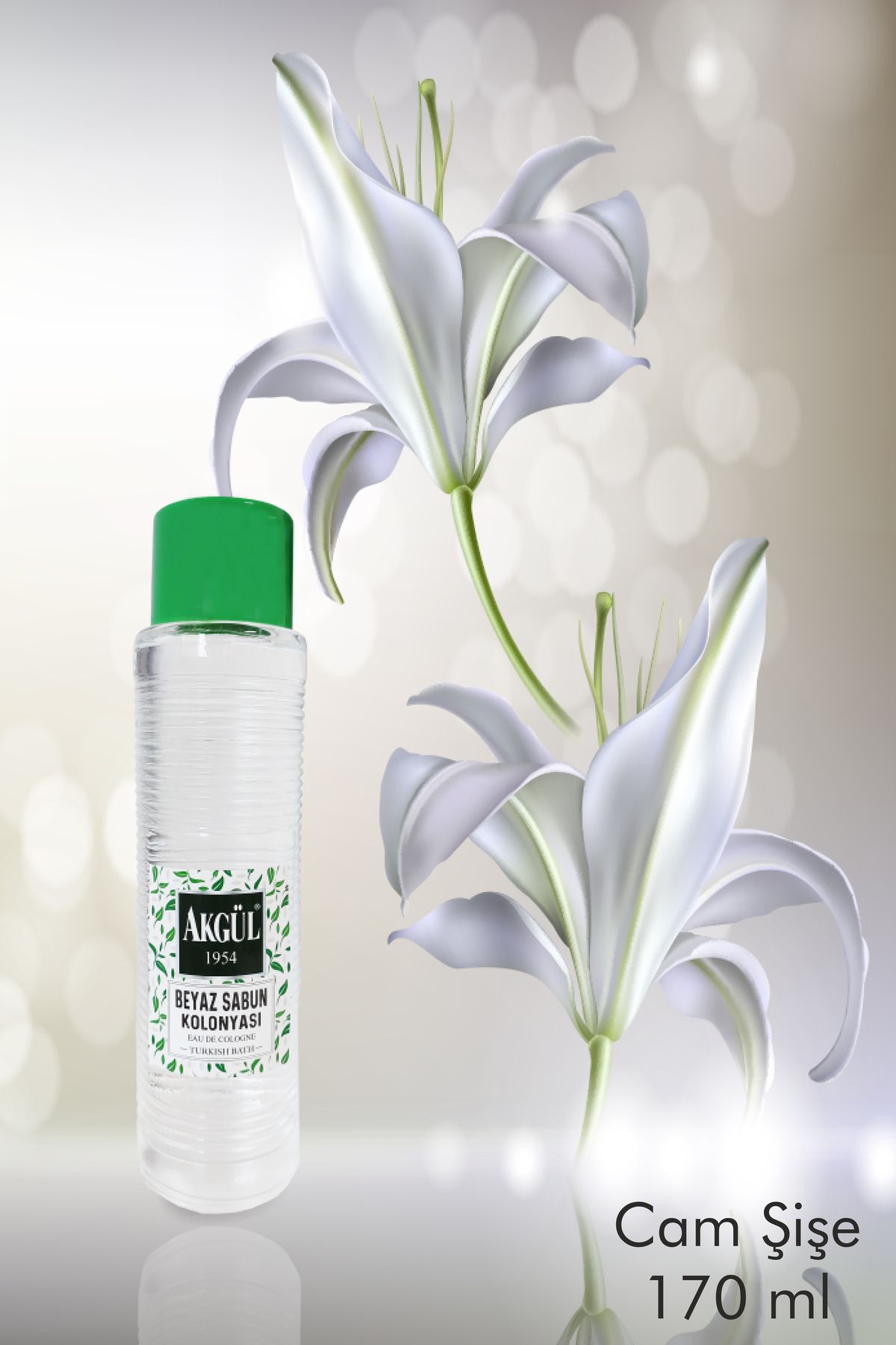 بطری شیشه ای ادکلن صابون سفید 170 میلی لیتر Akgül