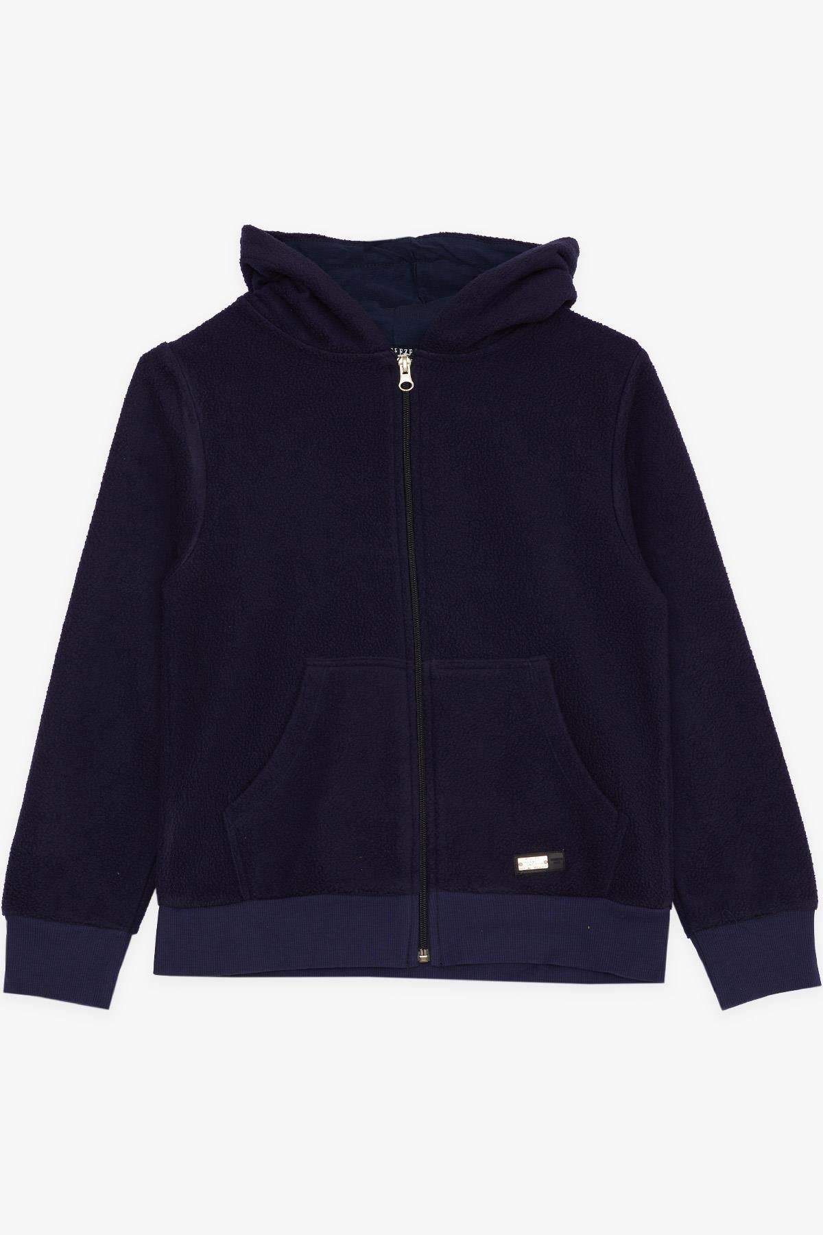 Breeze Girls Boys Boy s Cardigan Fleece Emblem Zippered Hooded 8