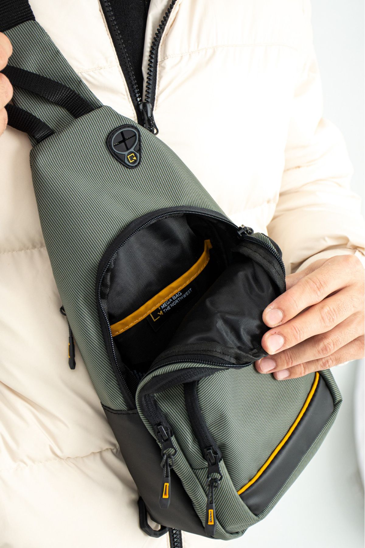 KASVA DERİ Unisex Linen Fabric Waterproof Bag, Cross Strap Shoulder And  Chest Bag, Body Bag