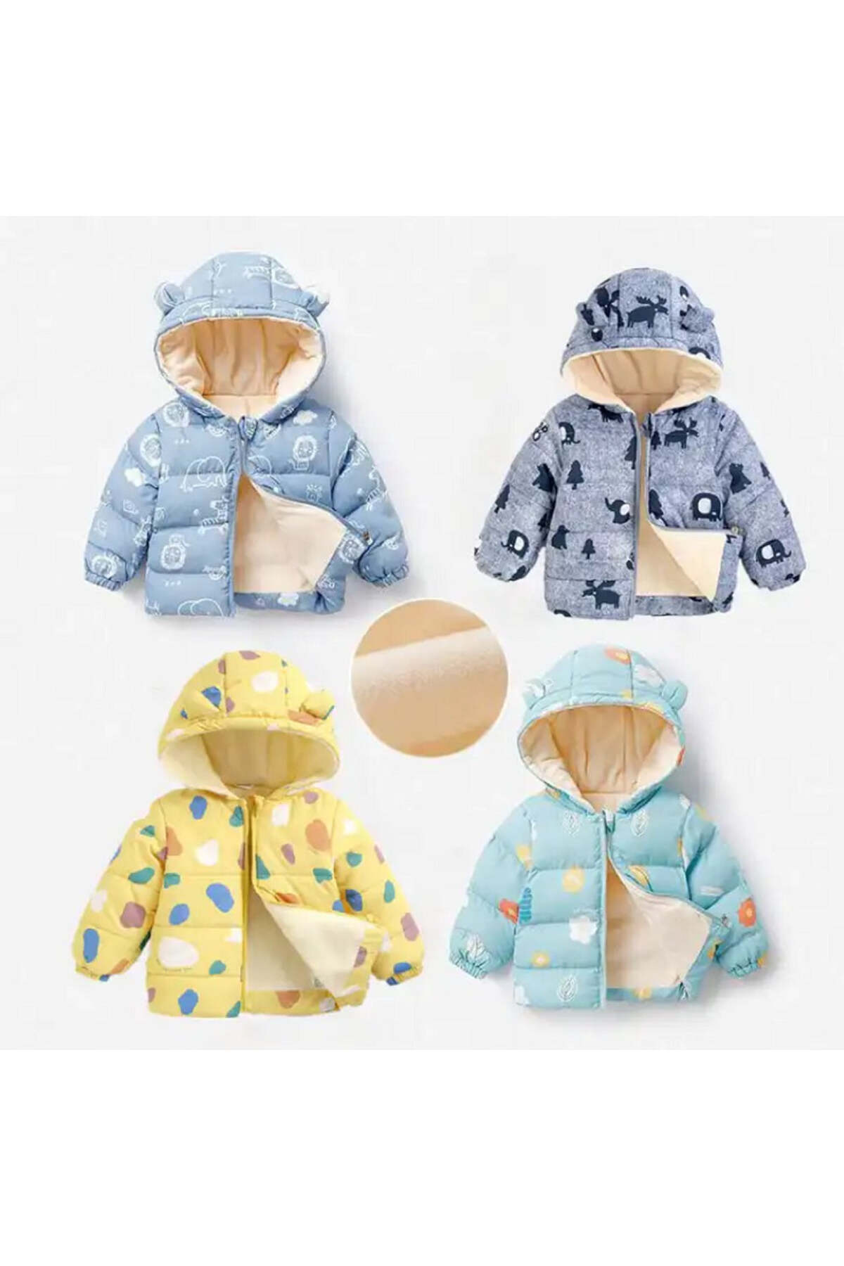 naynes Bebekler için Kışlık Montlar, Erkek ve Kız, Kapşonlu Polar Ceket (90 cm-2 Yaş / Pembe) fotoğrafı 3 (önizleme)