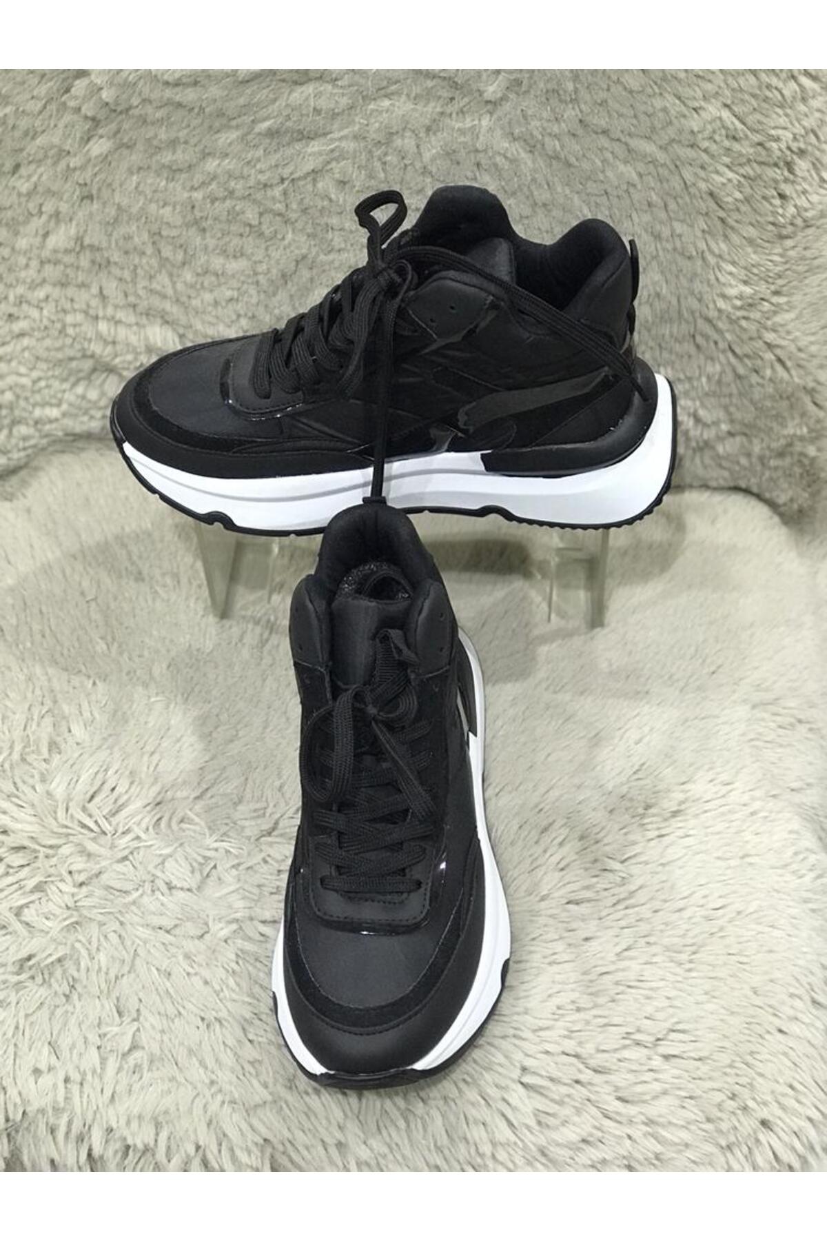 Metin Ayakkabı siyah dış metaryal paraşüt kumaş kalın topuklu dört mevsim spor ayakkabı