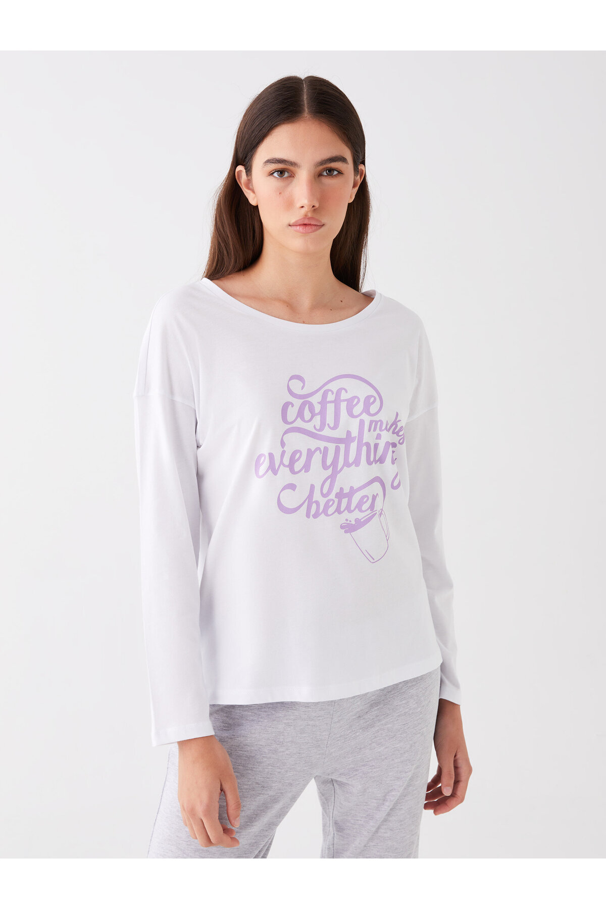 LC Waikiki-Damen-Pyjama-Set mit langen Ärmeln und Rundhalsausschnitt – bedruckt 3