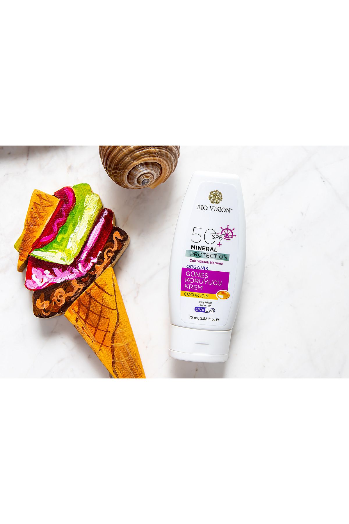 کرم ضد آفتاب کودکان ارگانیک SPF 50 75 میلی لیتر Biovision