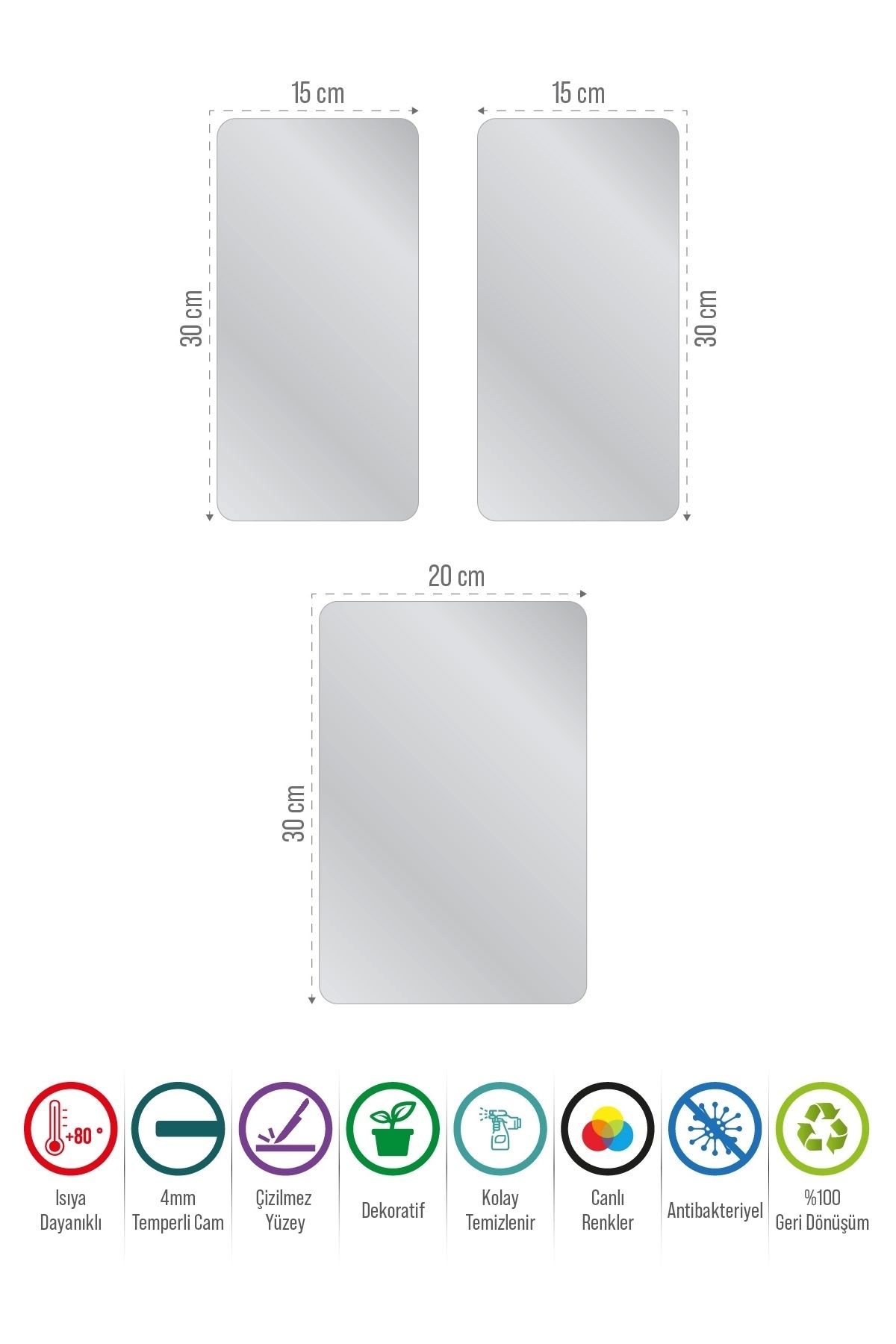 Decovetro-New Year's Pattern - Set of 3 Rectangular Plaid Plates, Glass Presentation Service 3