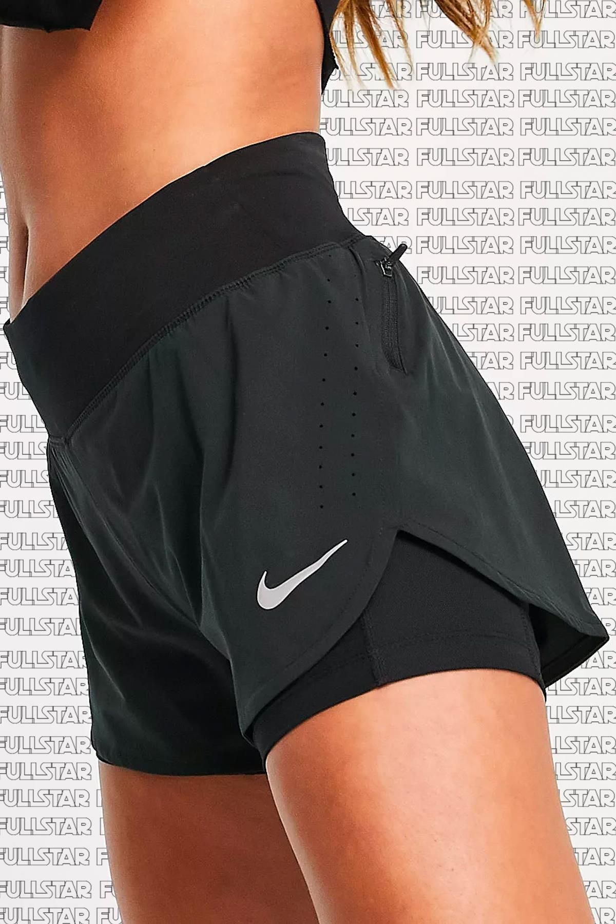 Nike Eclipse Flex 2 in 1 Running Shorts Running Training Shorts with Tights  Black - Trendyol