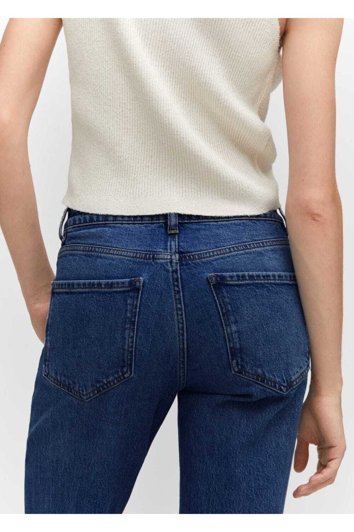 MANGO Woman-Pantaloni evazați, perforați, cu talie medie 6